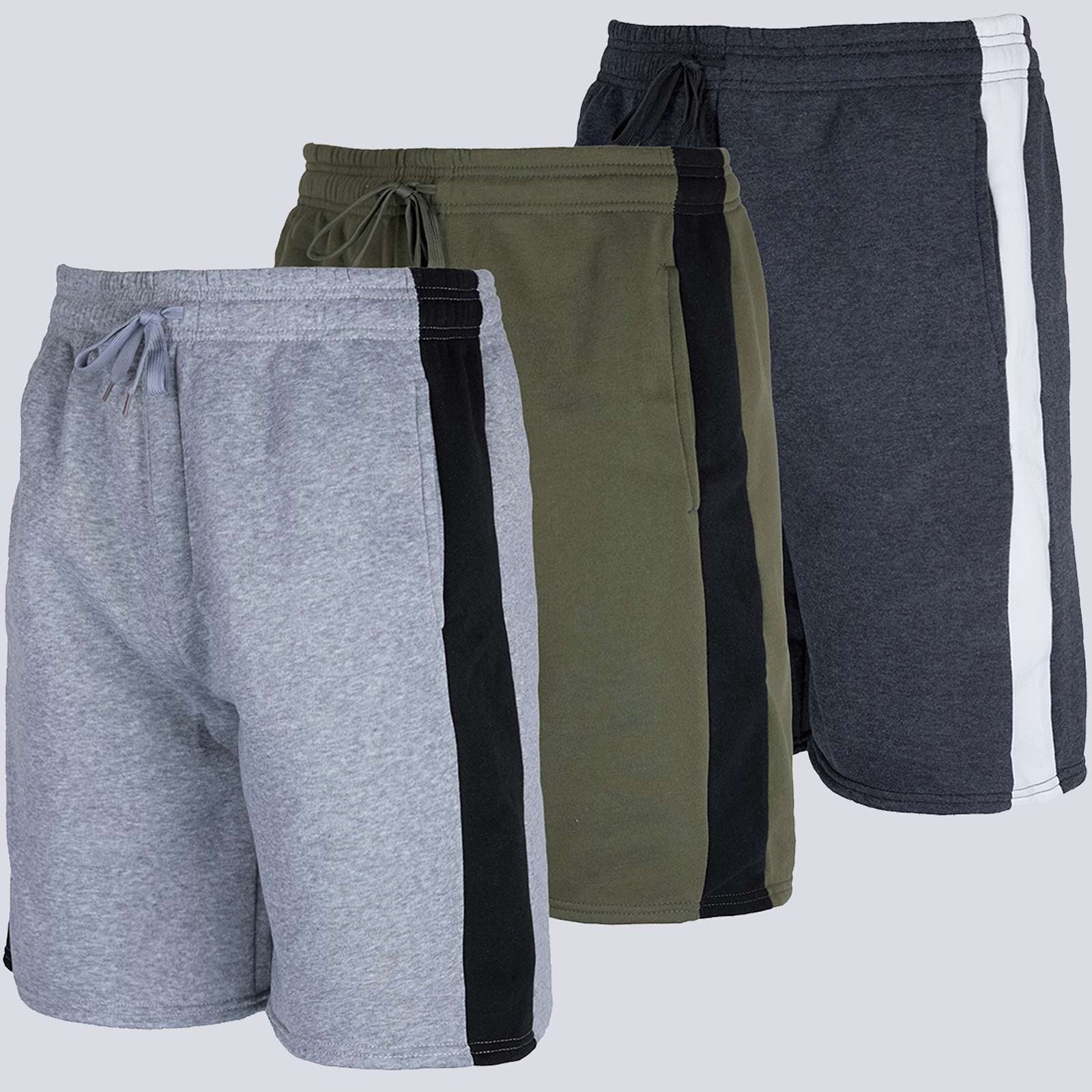 3 Pack: Mens 9" Fleece Casual Lounge Shorts