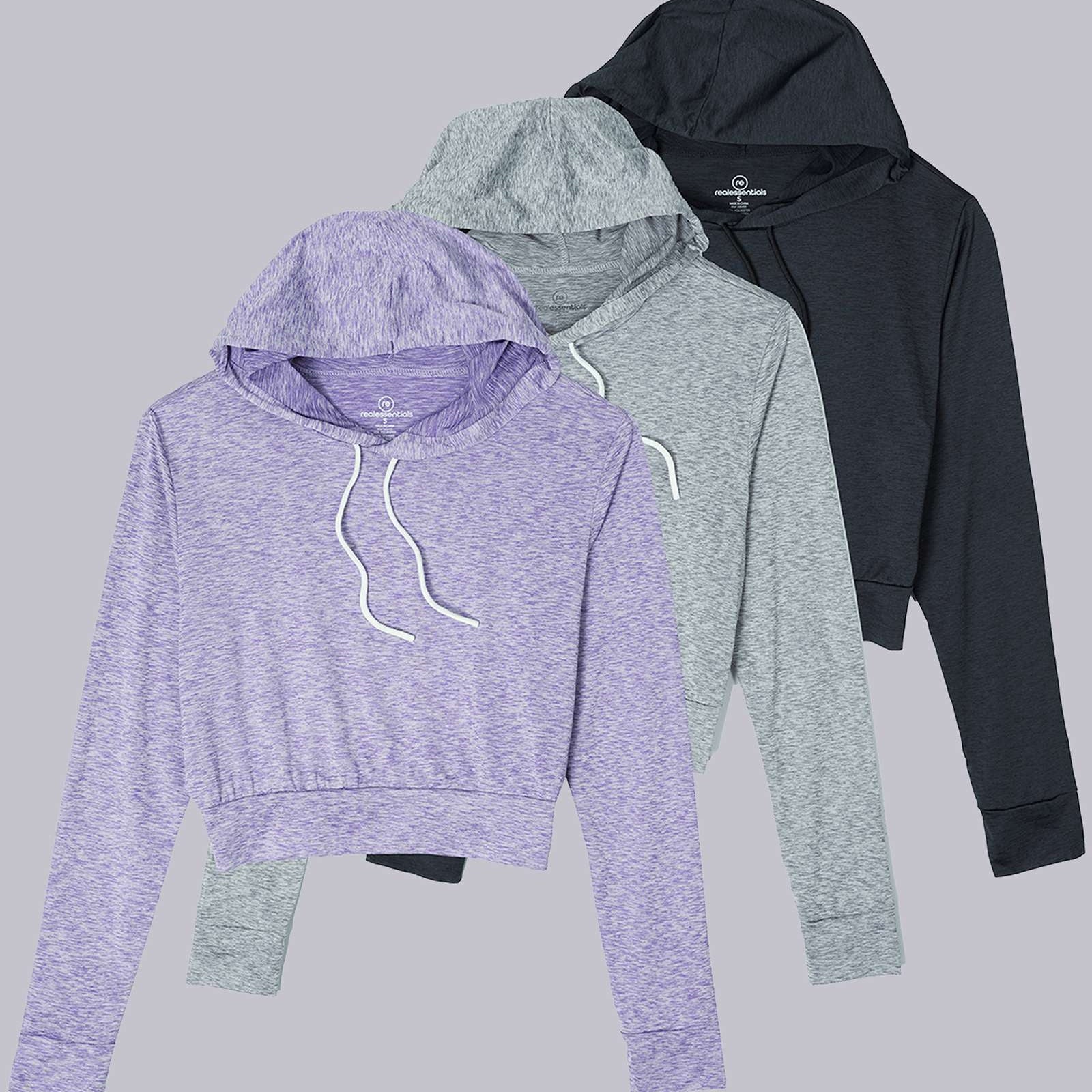 3 Pack: Women's Long Sleeve Cropped Hoodie
