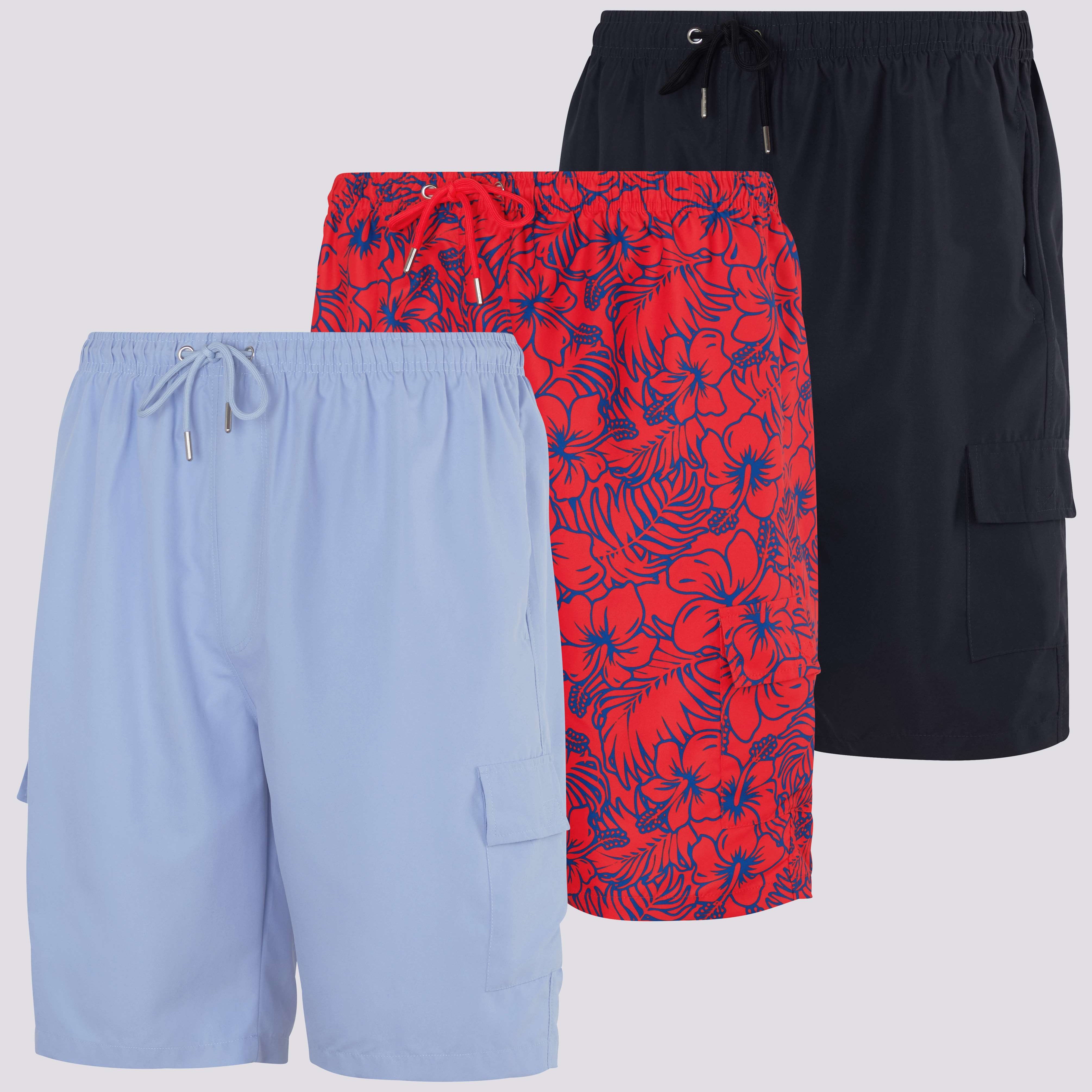 3 Pack: Men's Swim Trunks with Cargo Pockets (Available In Big & Tall)