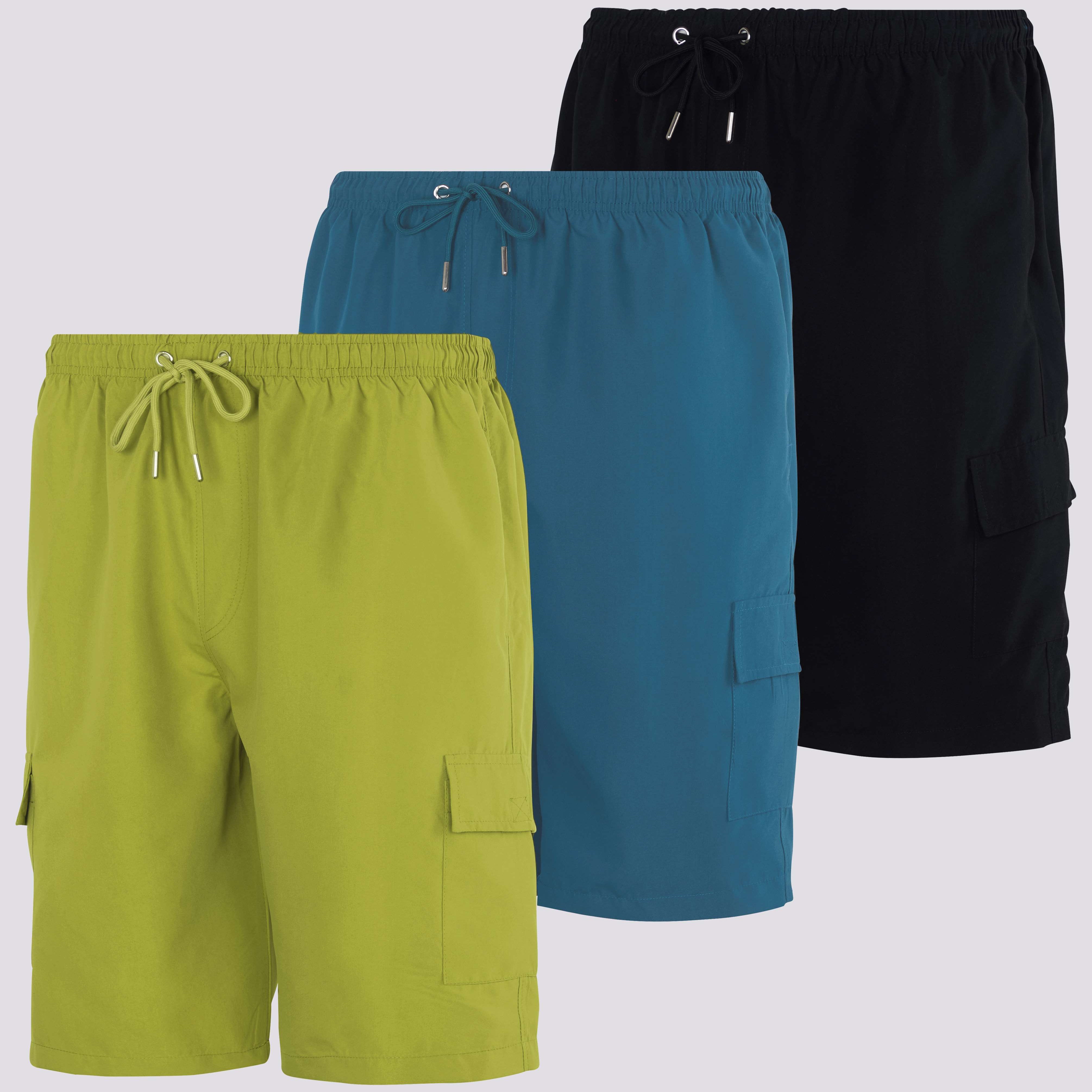 3 Pack: Men's Swim Trunks with Cargo Pockets (Available In Big & Tall)