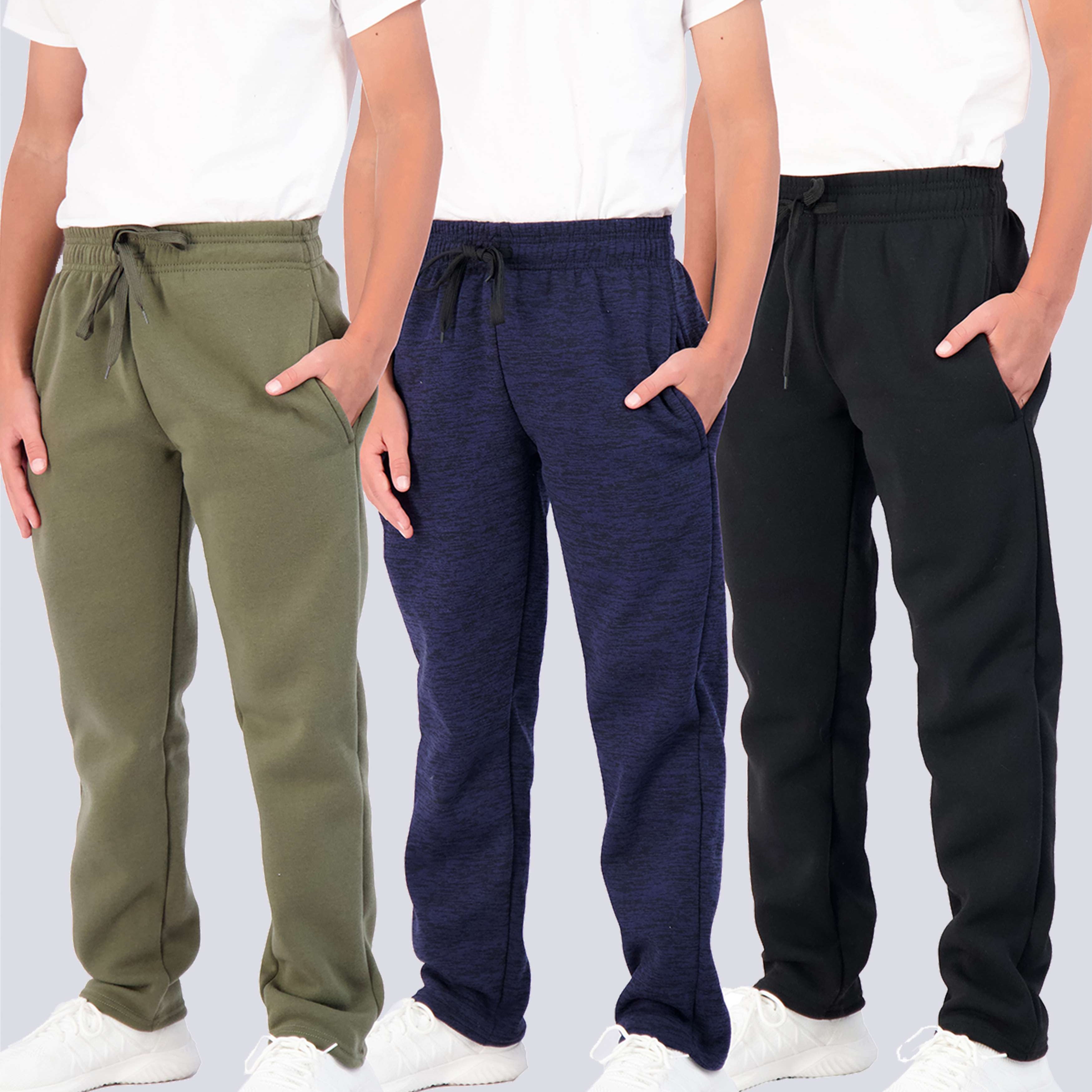 3 Pack: Boys Fleece Open Bottom Sweatpants