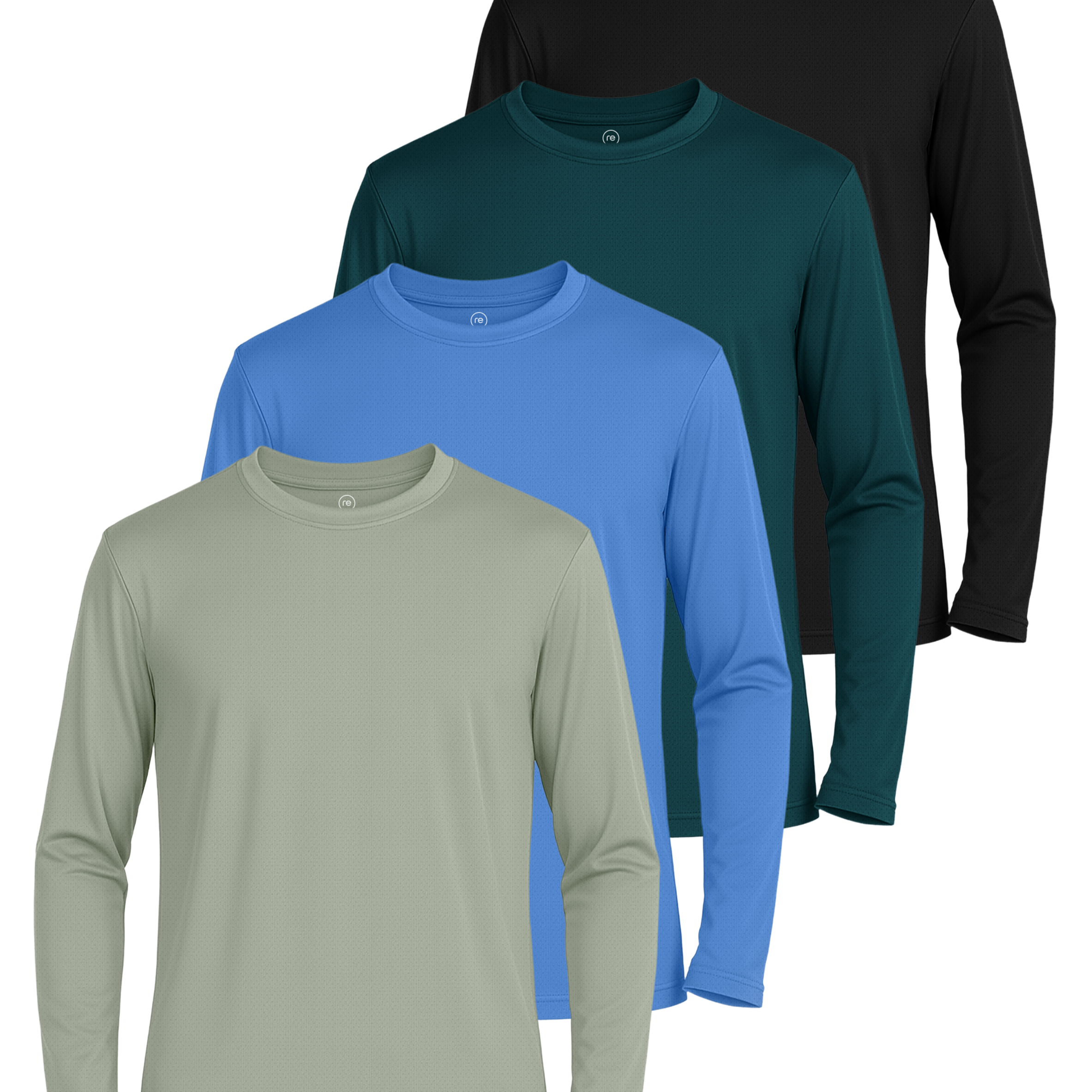 Real Essentials 4 Pack: Boys' Mesh Long Sleeve Athletic T-Shirt - Kids Teens Youth Active Tees Running Tops (Ages 4-18)