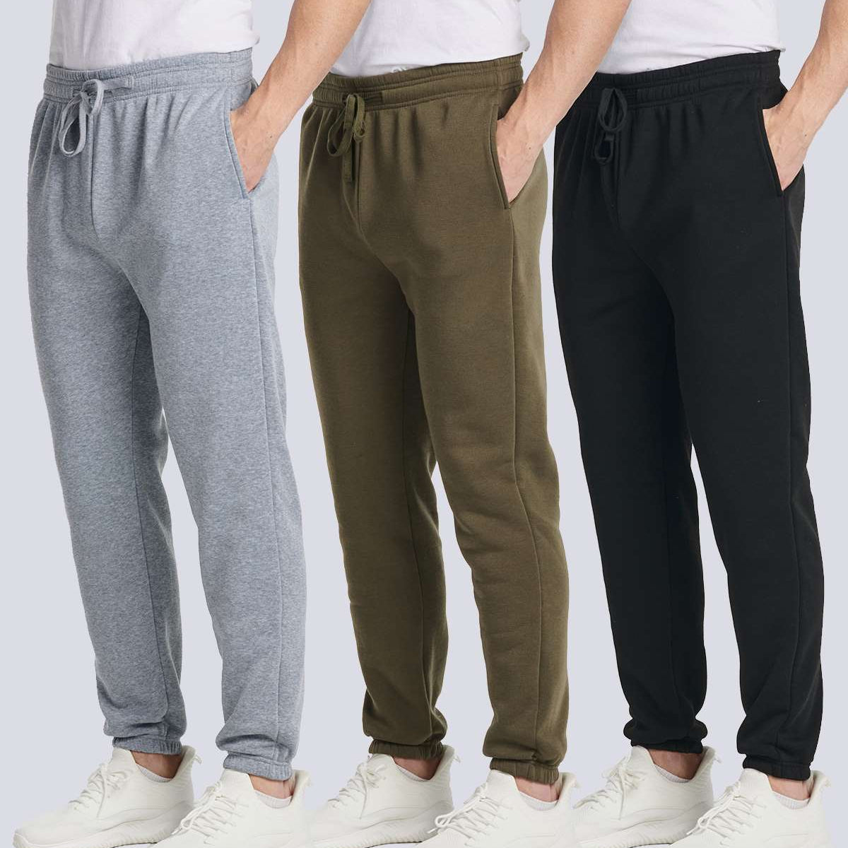 3 Pack: Men's Fleece Jogger Sweatpants (Available in Big & Tall)