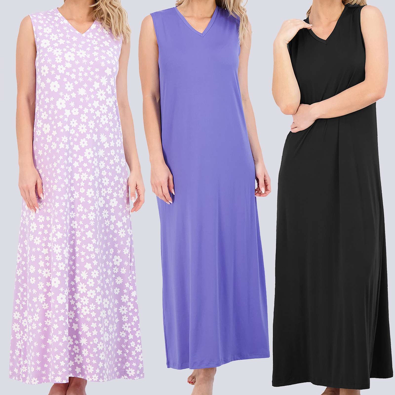 3 Pack: Women's Soft Tank Nightgown (Available in Plus Size)