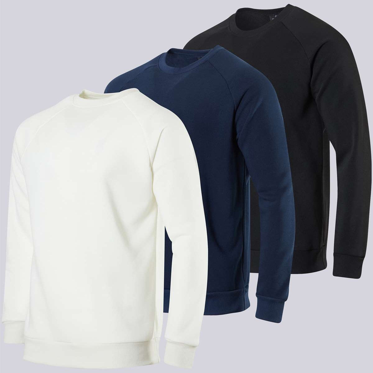 3 Pack: Mens Fleece Crewneck Pullover Sweatshirt