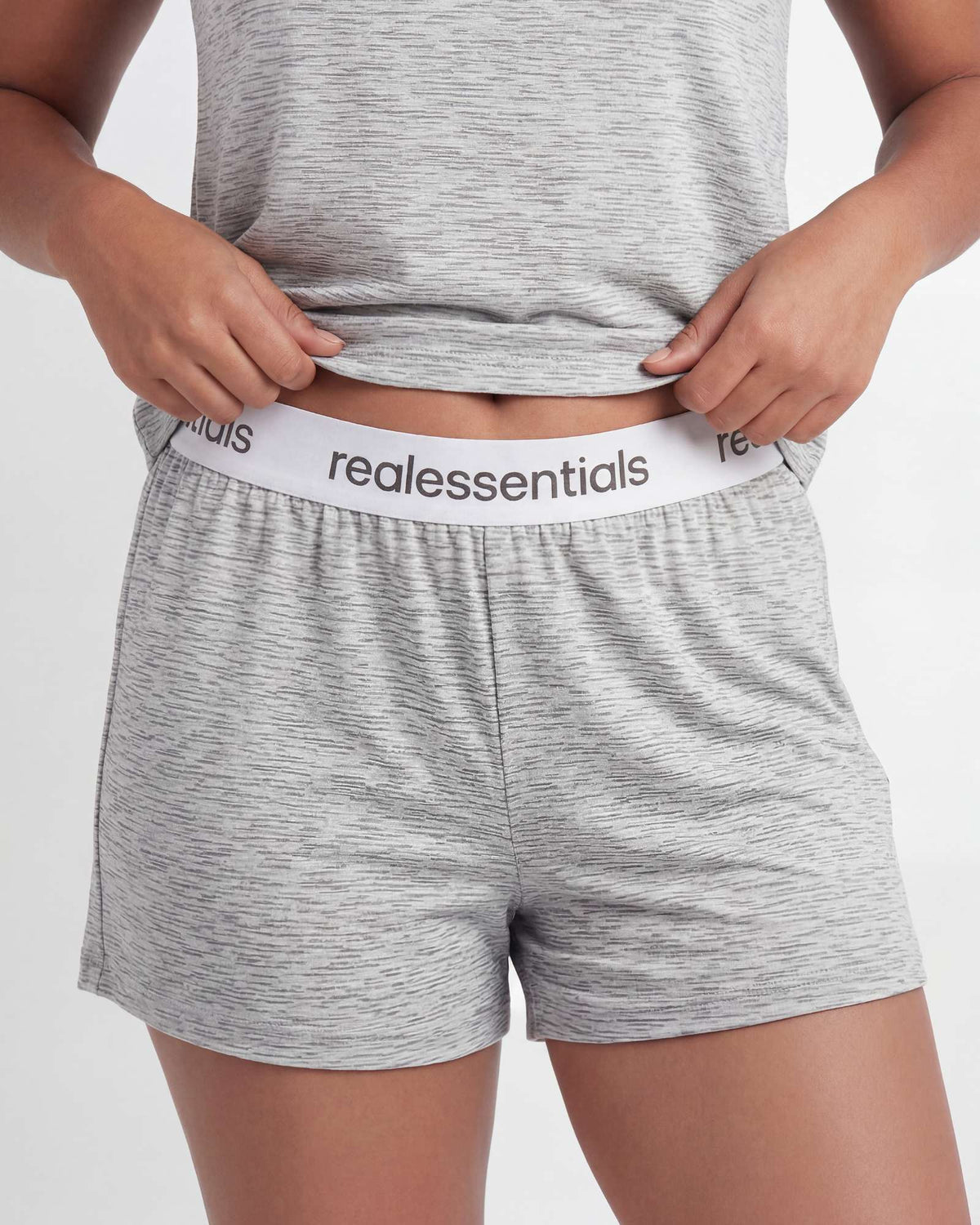 Real Essentials 2 Pack Women's Pajama Sets 2 Piece Boxy Tee Sleep Shorts PJs Sleepwear Cute - Grey Heather, Solid Orchid Petal