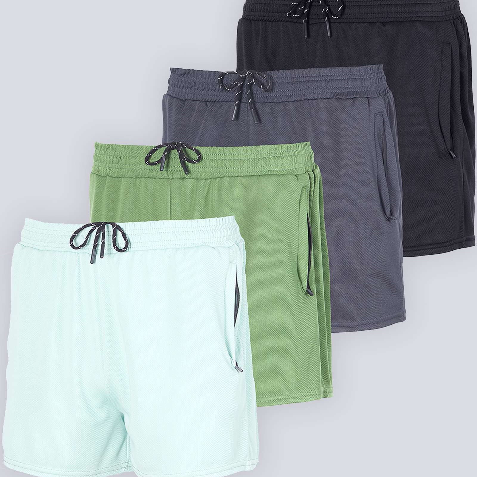 4 Pack: Men's 3" Mesh Running Shorts