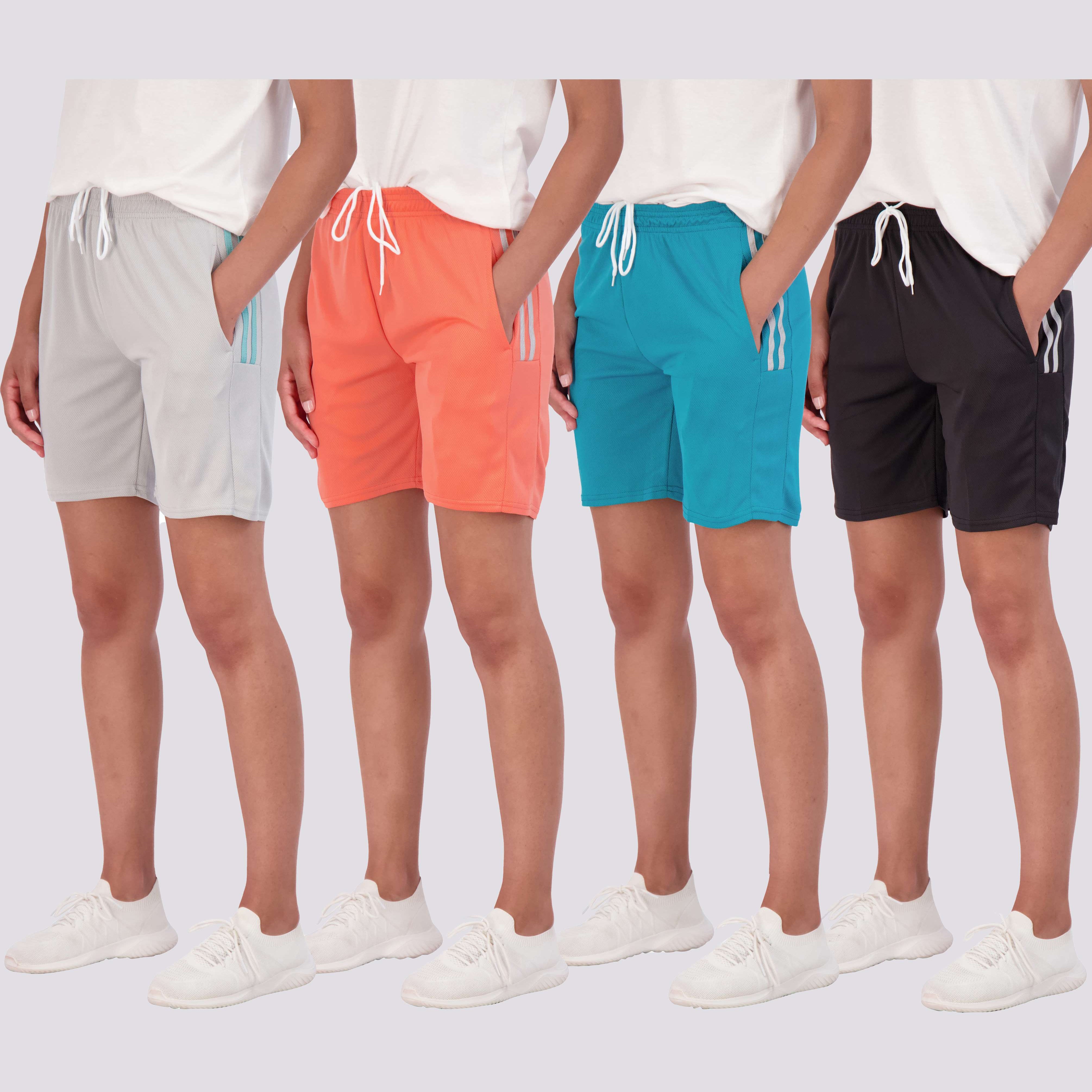 4 Pack: Women's 7" Mesh Quick-Dry Bermuda Shorts