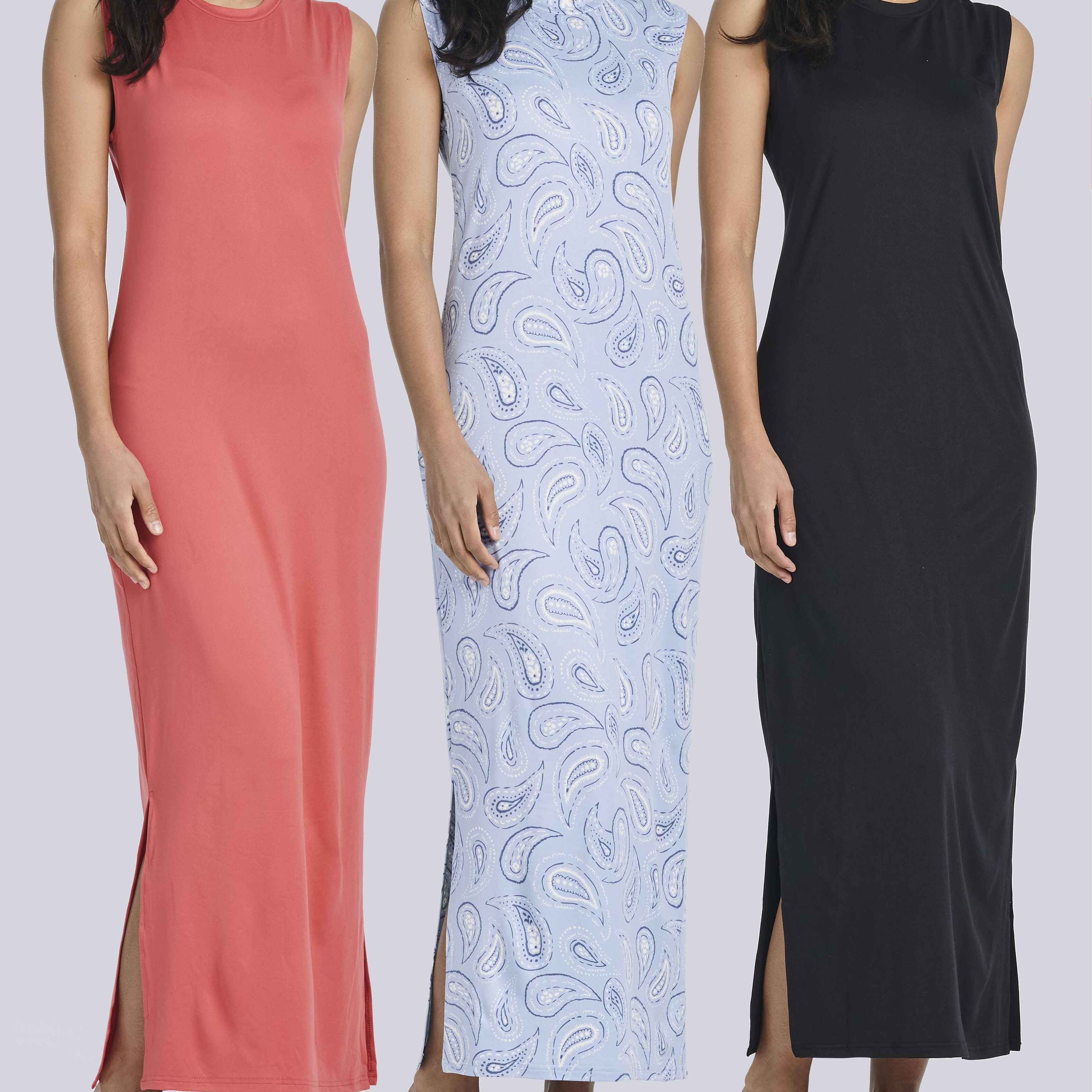 3 Pack: Women's Long Tank Maxi Dress with Pockets (Available In Plus Size)