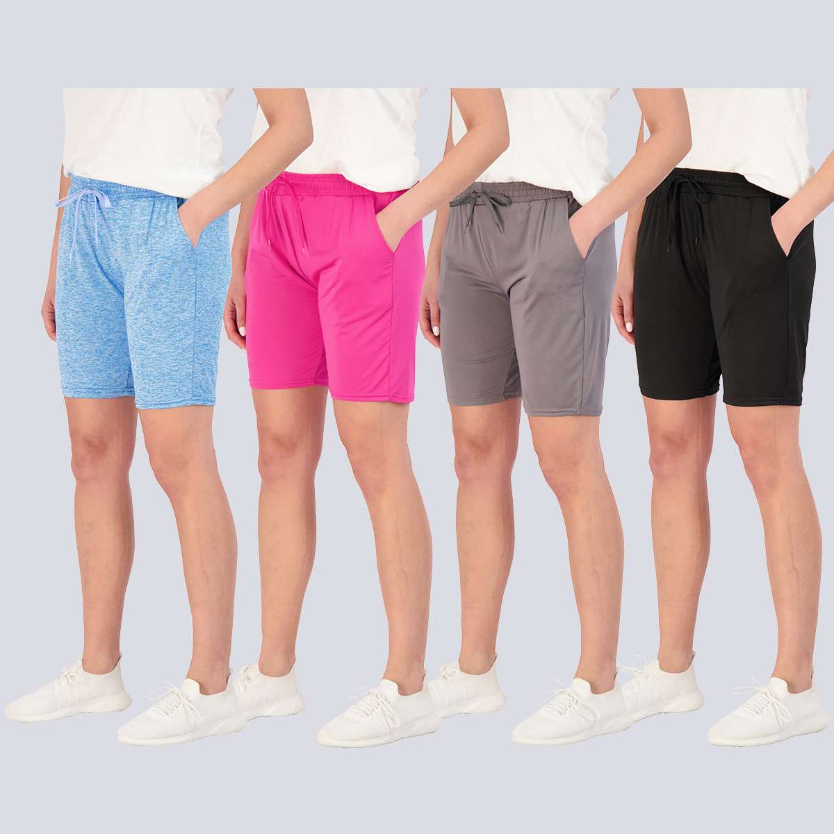 4 Pack: Womens Dry-Fit 7" Bermuda Shorts
