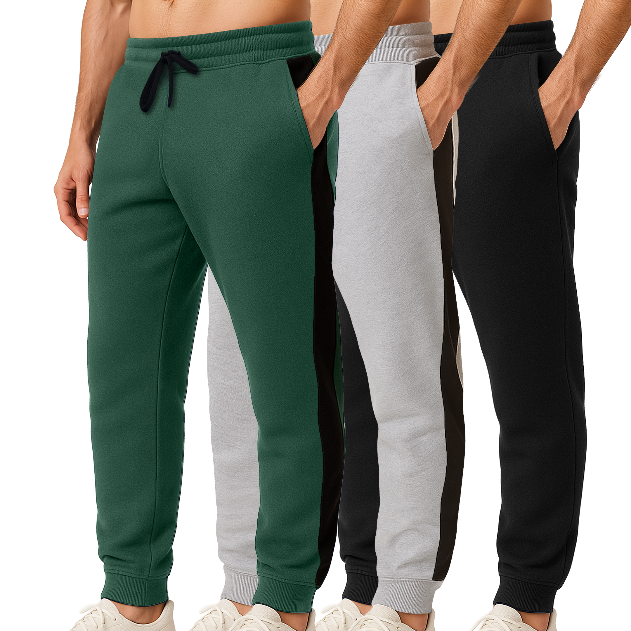 3 Pack: Mens Fleece Jogger Sweatpants