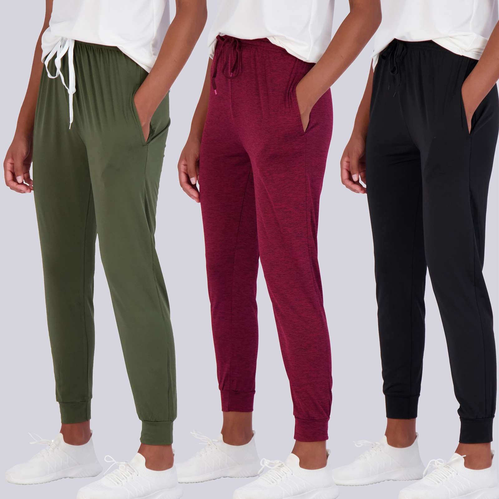 3 Pack: Womens Dry-Fit Active Joggers