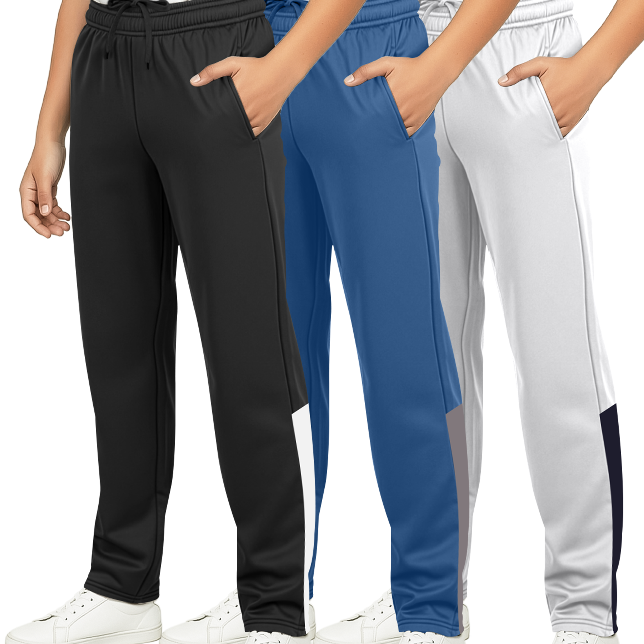 3 Pack: Boys Tricot Open Bottom Fleece-Lined Sweatpants