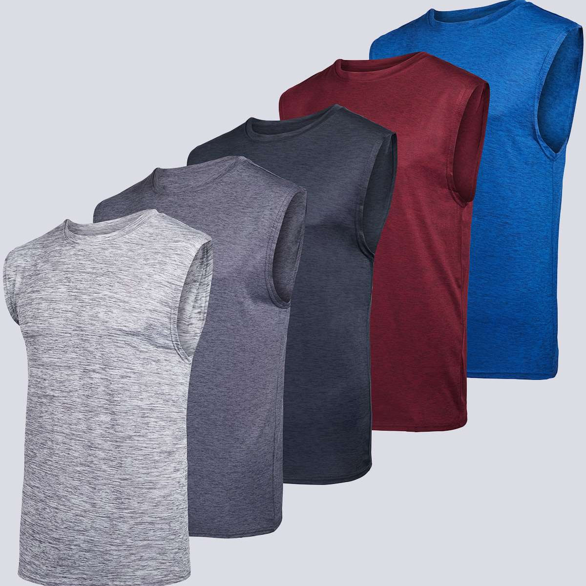 5 Pack: Mens Dry-Fit Active Tech Tank Top