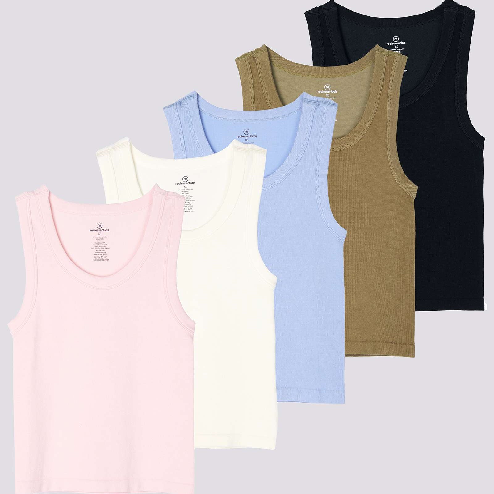 5 Pack: Women's Seamless Ribbed Cropped Tank Top