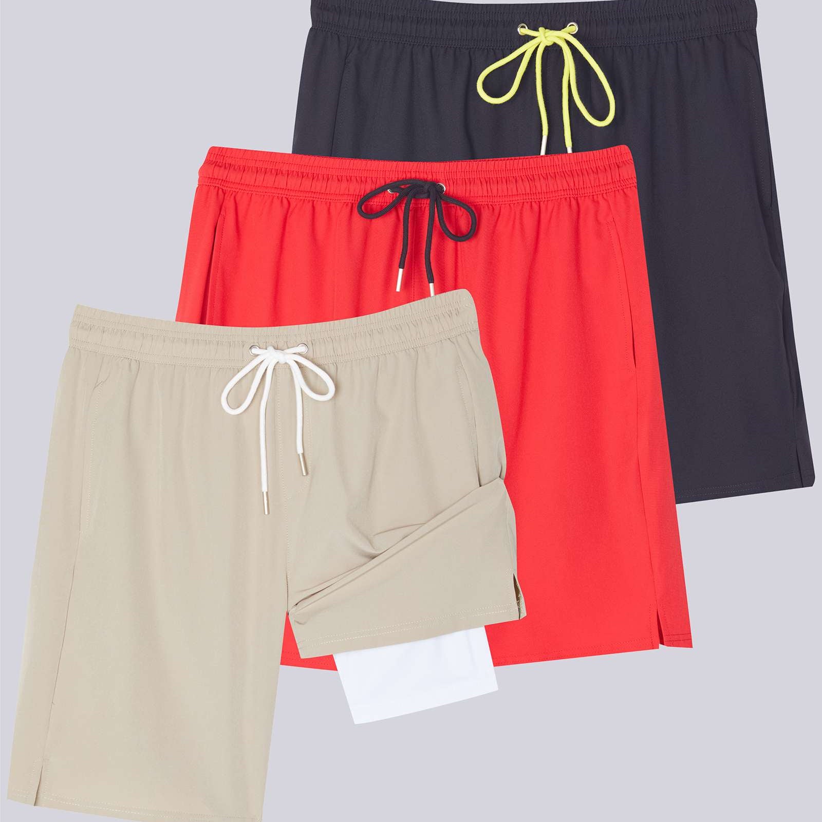 3 Pack: Men's 9" 2-in-1 Board Shorts with Compression Liner