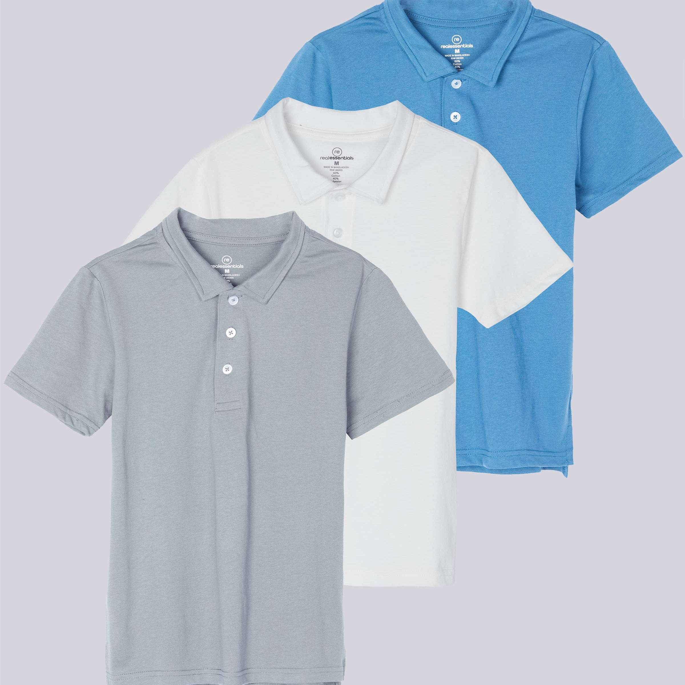 3 Pack: Boys' Jersey Cotton Polo Shirt