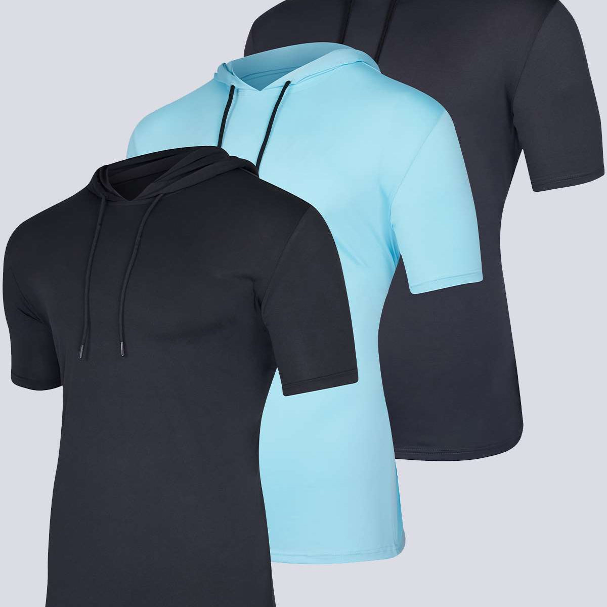3 Pack: Mens Dry Fit Short Sleeve Active Hoodie Pullover (Available In Big & Tall)
