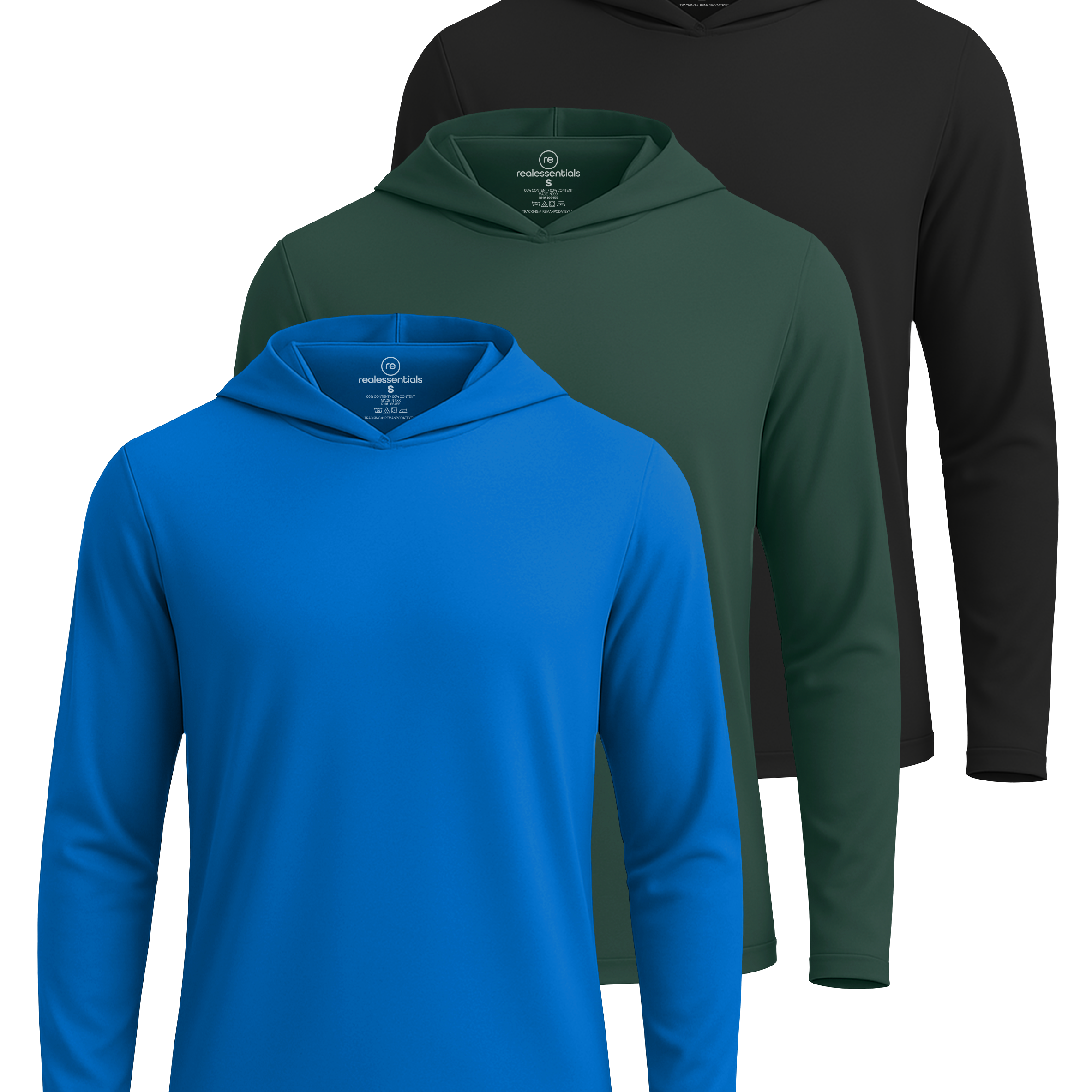 3 Pack: Mens Dry Fit Active Hoodie Pullover Sweatshirt