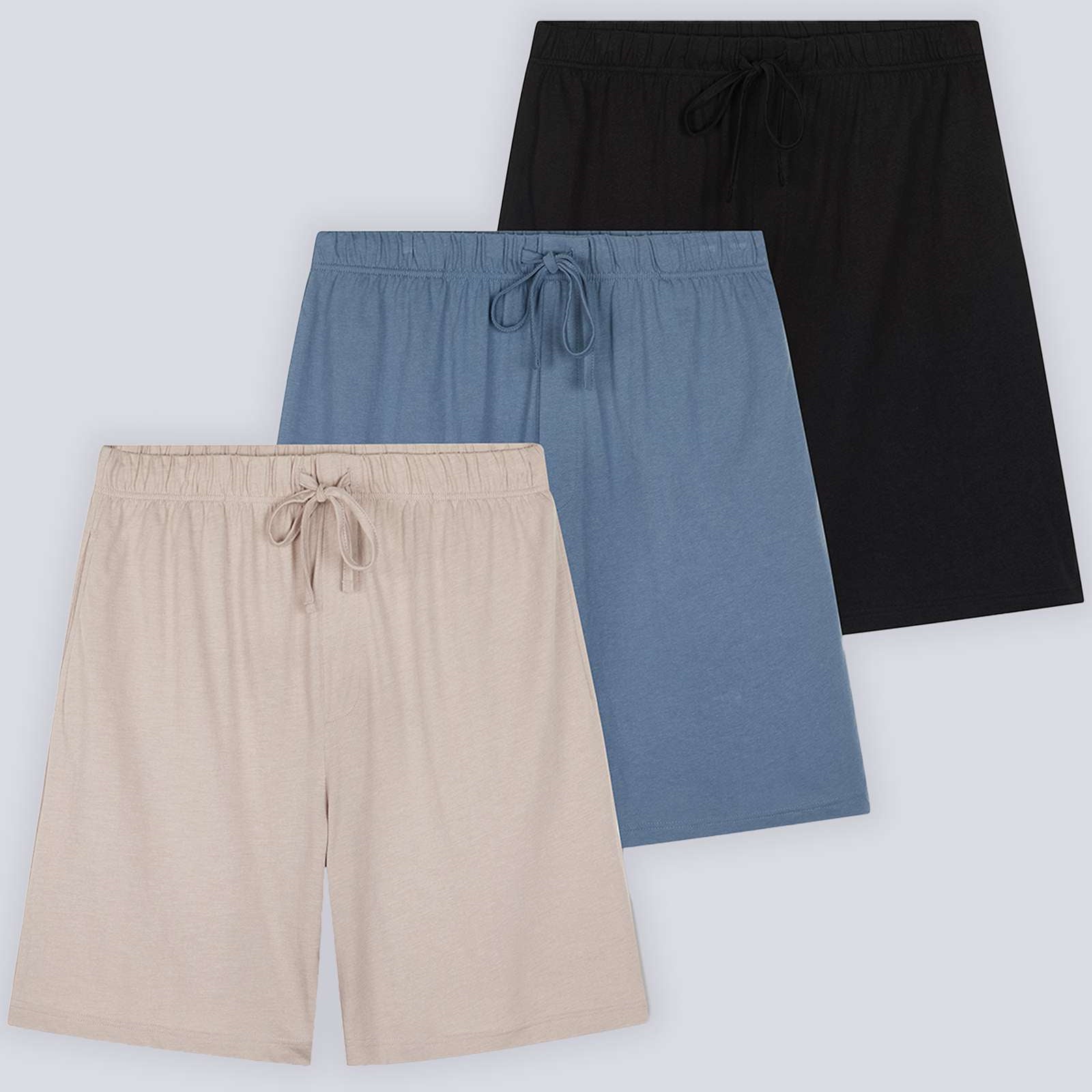3 Pack:Mens Cotton Sleep Pajama Lounge Shorts