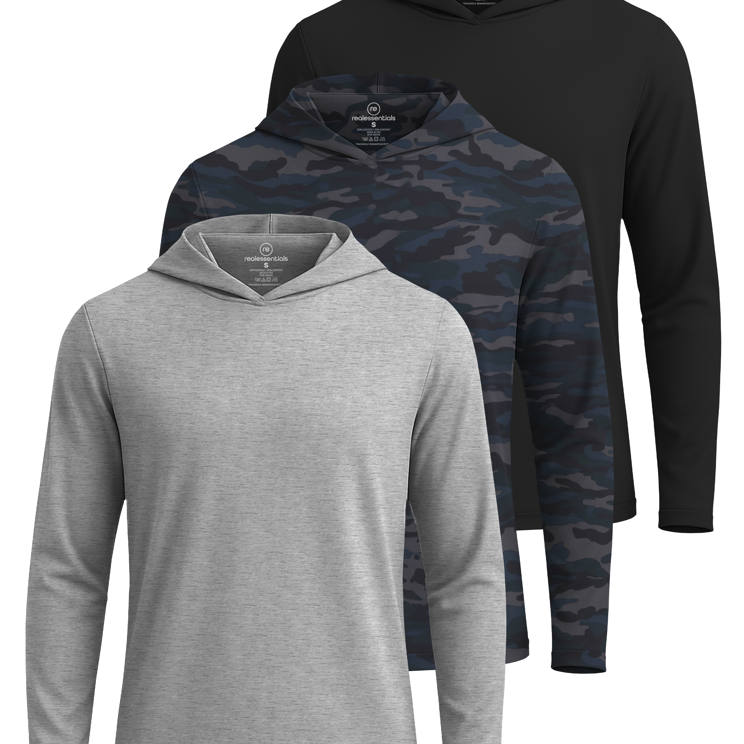 3 Pack: Mens Dry Fit Active Hoodie Pullover Sweatshirt
