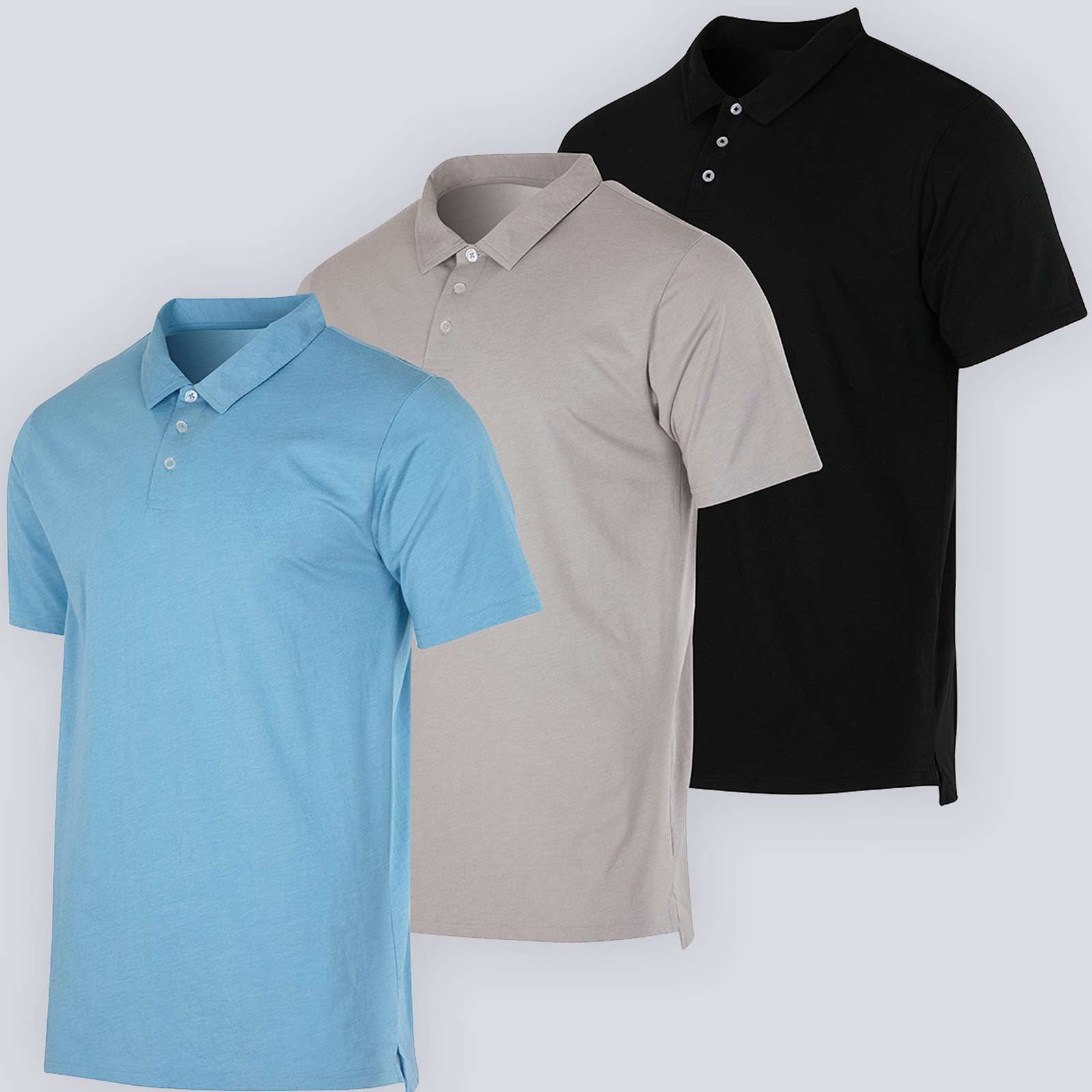 3 Pack: Men's Jersey Cotton Short Sleeve Polo Shirt