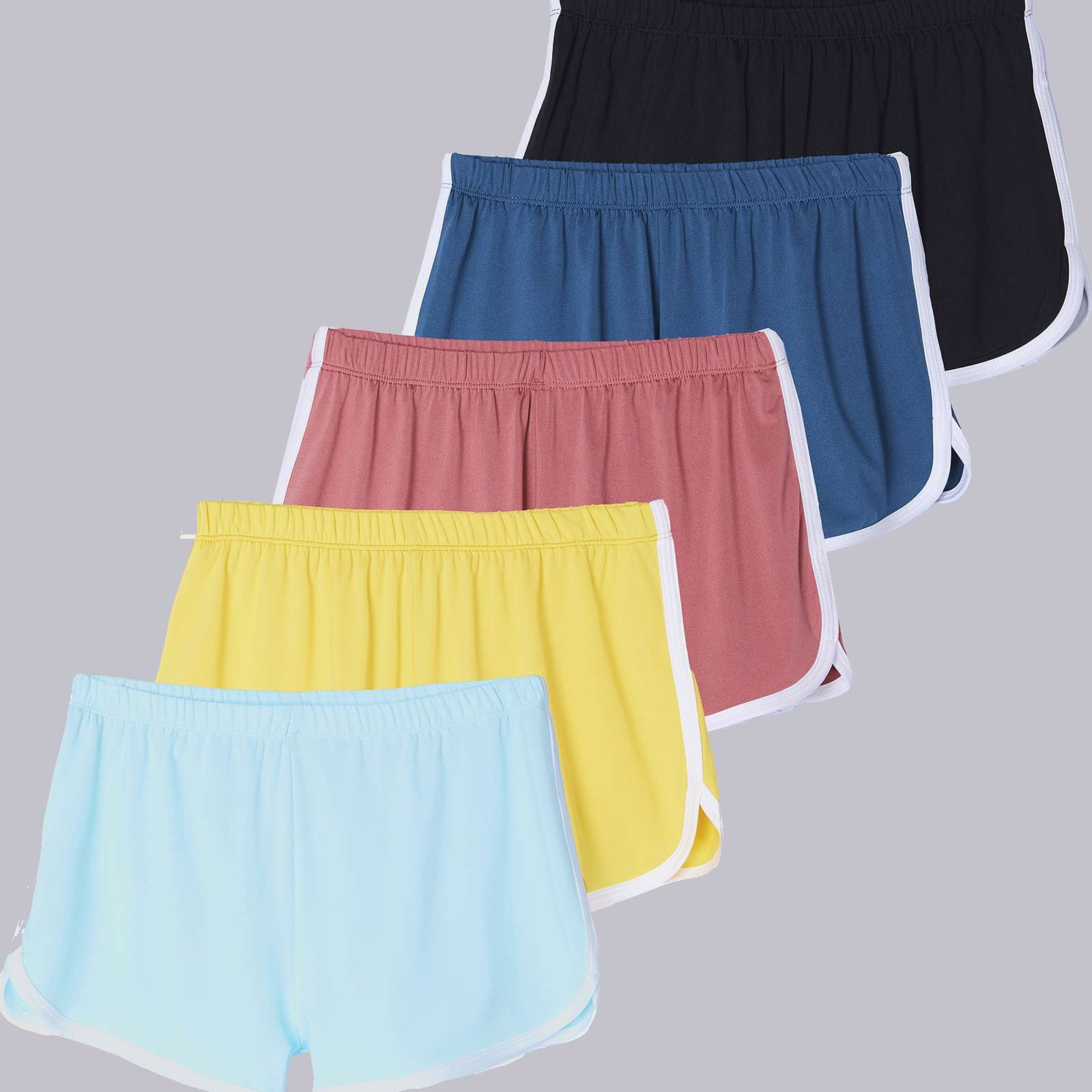 5 Pack: Girls' Dry-Fit Dolphin Shorts