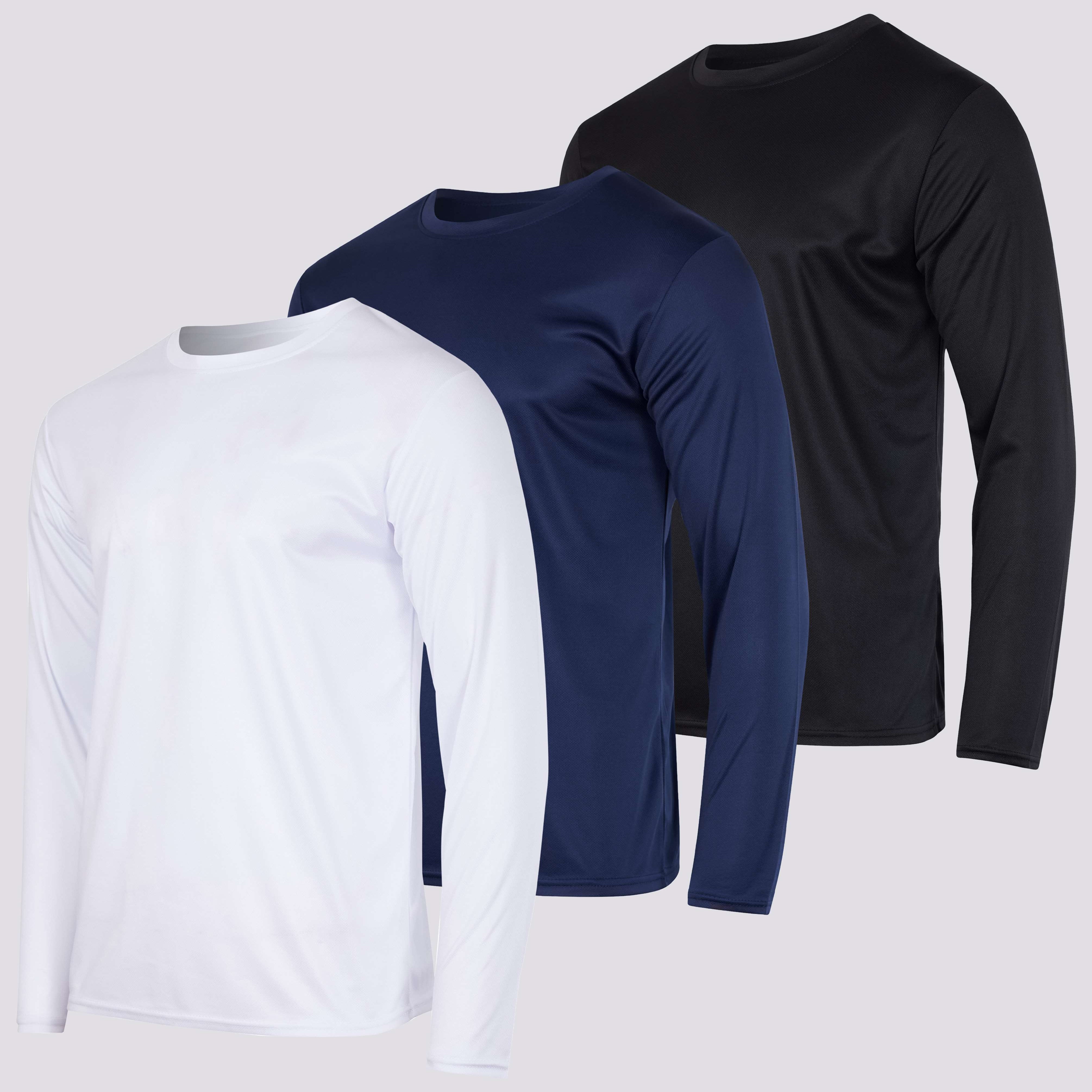 3 Pack: Mens Mesh Long Sleeve Active T-Shirt