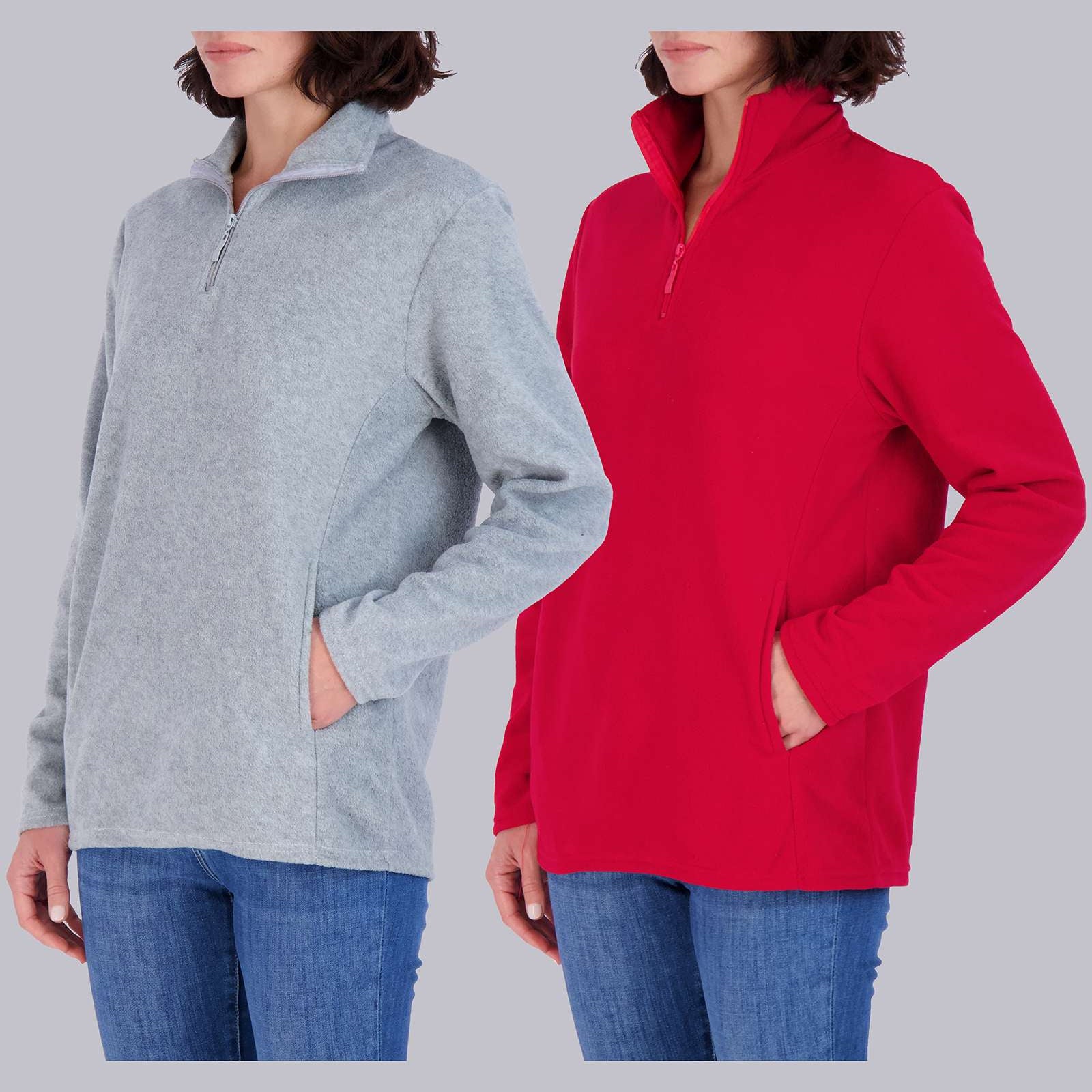 2 Pack: Women's Polar Fleece Long-Sleeve Quarter Zip Winter Jacket (Available in Plus Size)