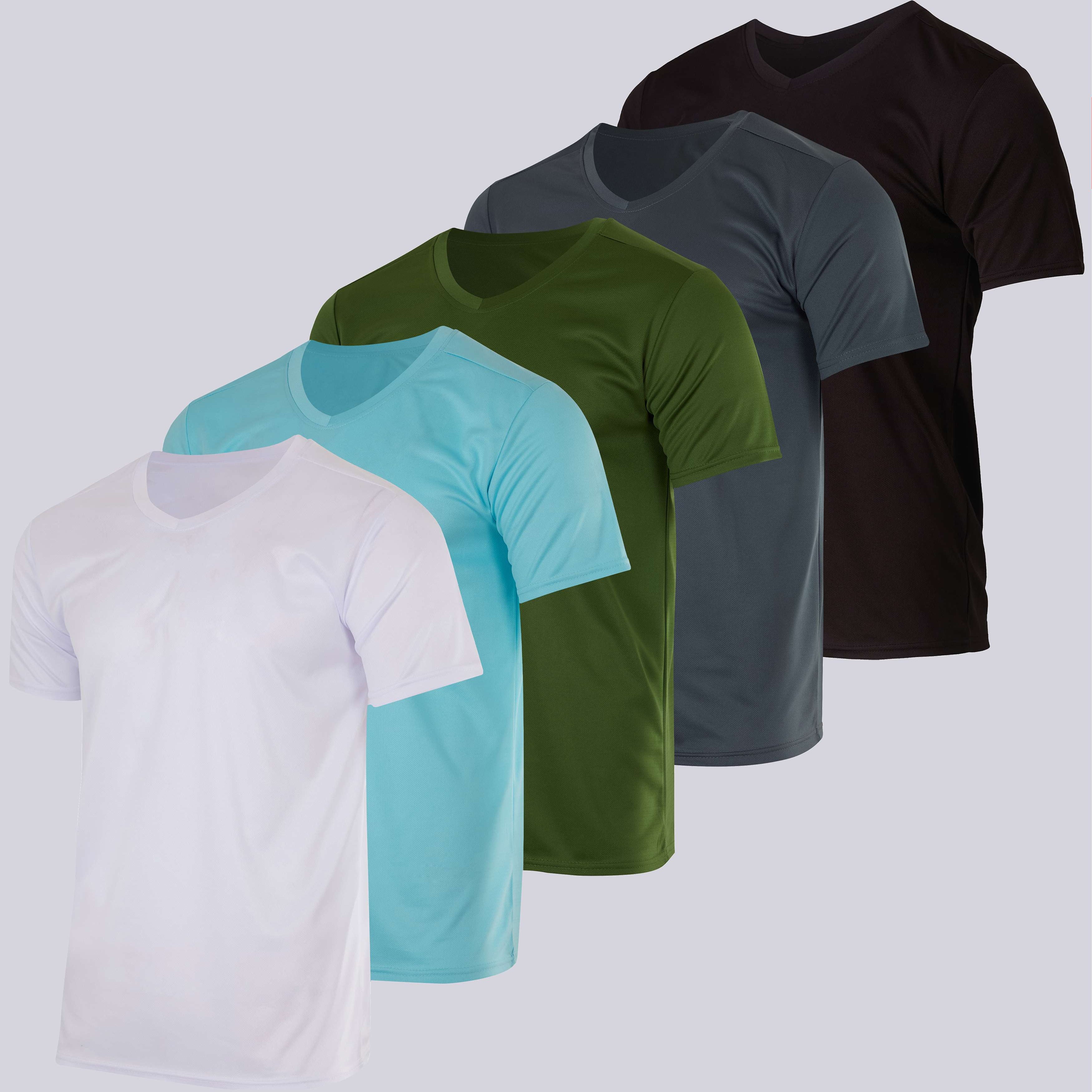 5 Pack: Mens V-Neck Mesh Active Short Sleeve T-Shirt (Available in Big & Tall)