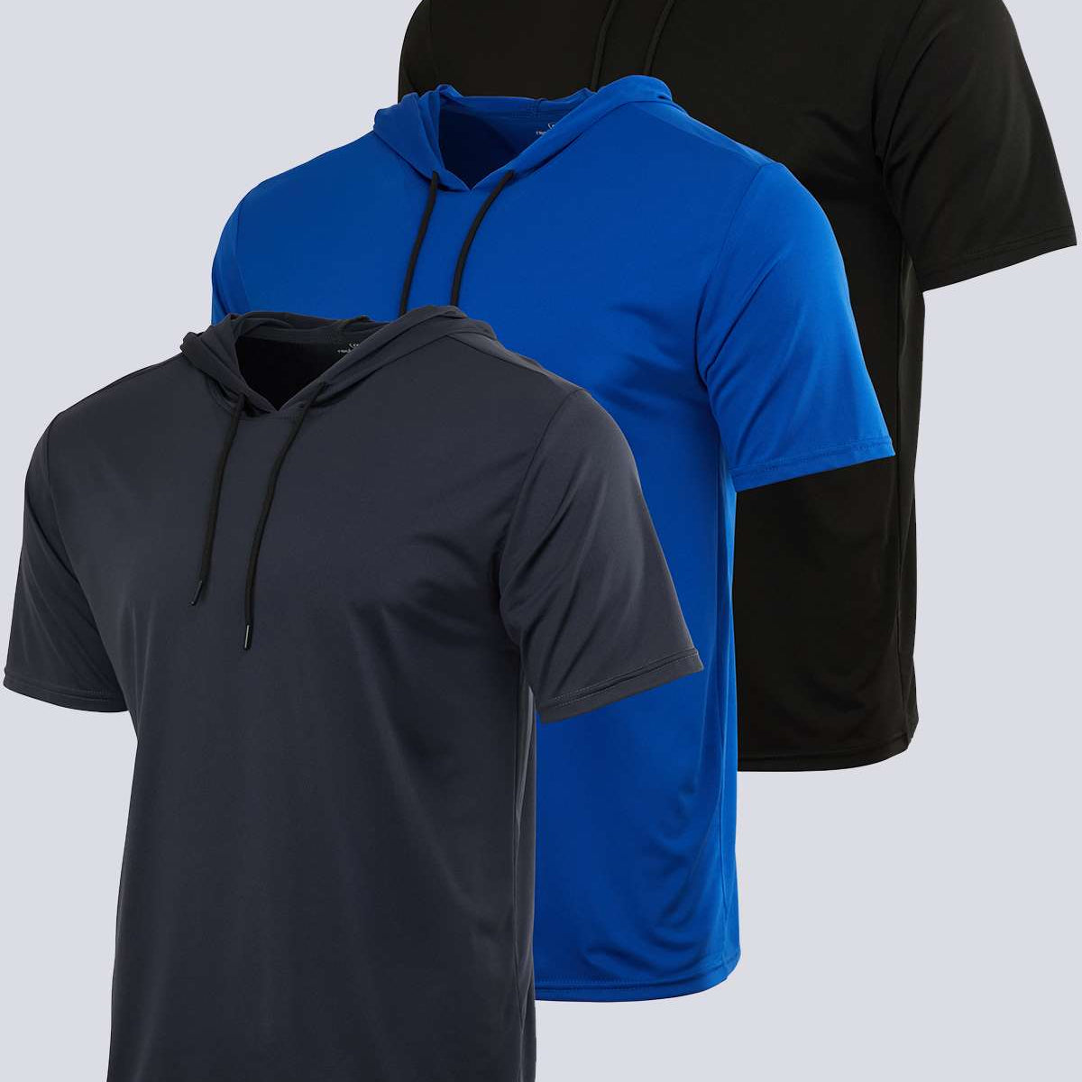 3 Pack: Mens Dry Fit Short Sleeve Active Hoodie Pullover (Available In Big & Tall)