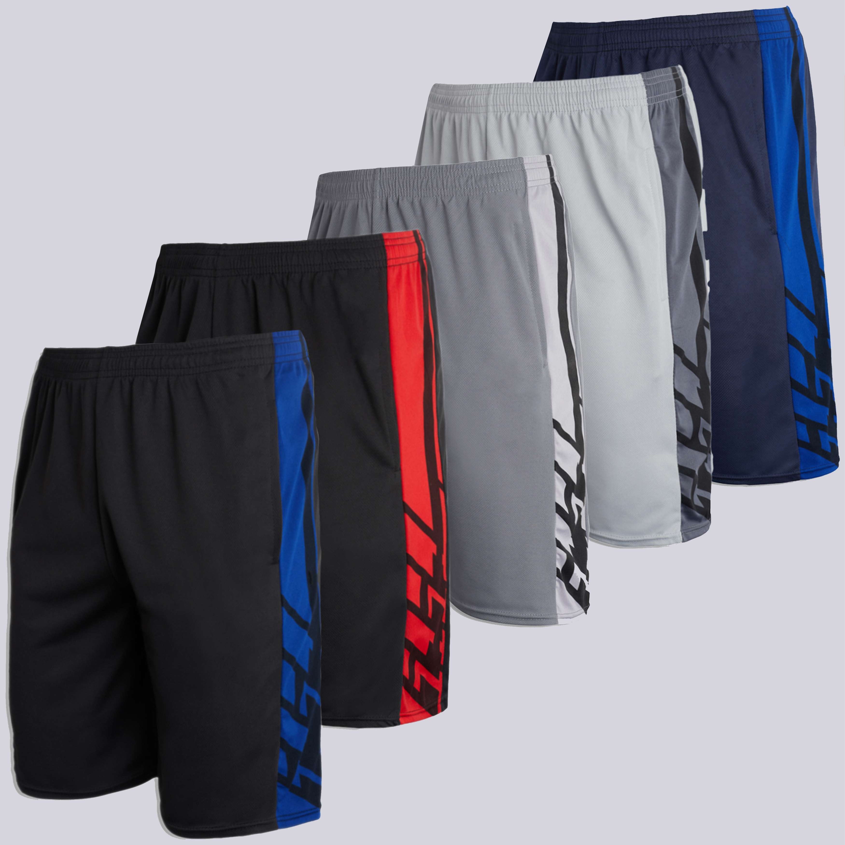5 Pack: Men's Mesh Athletic Gym Shorts