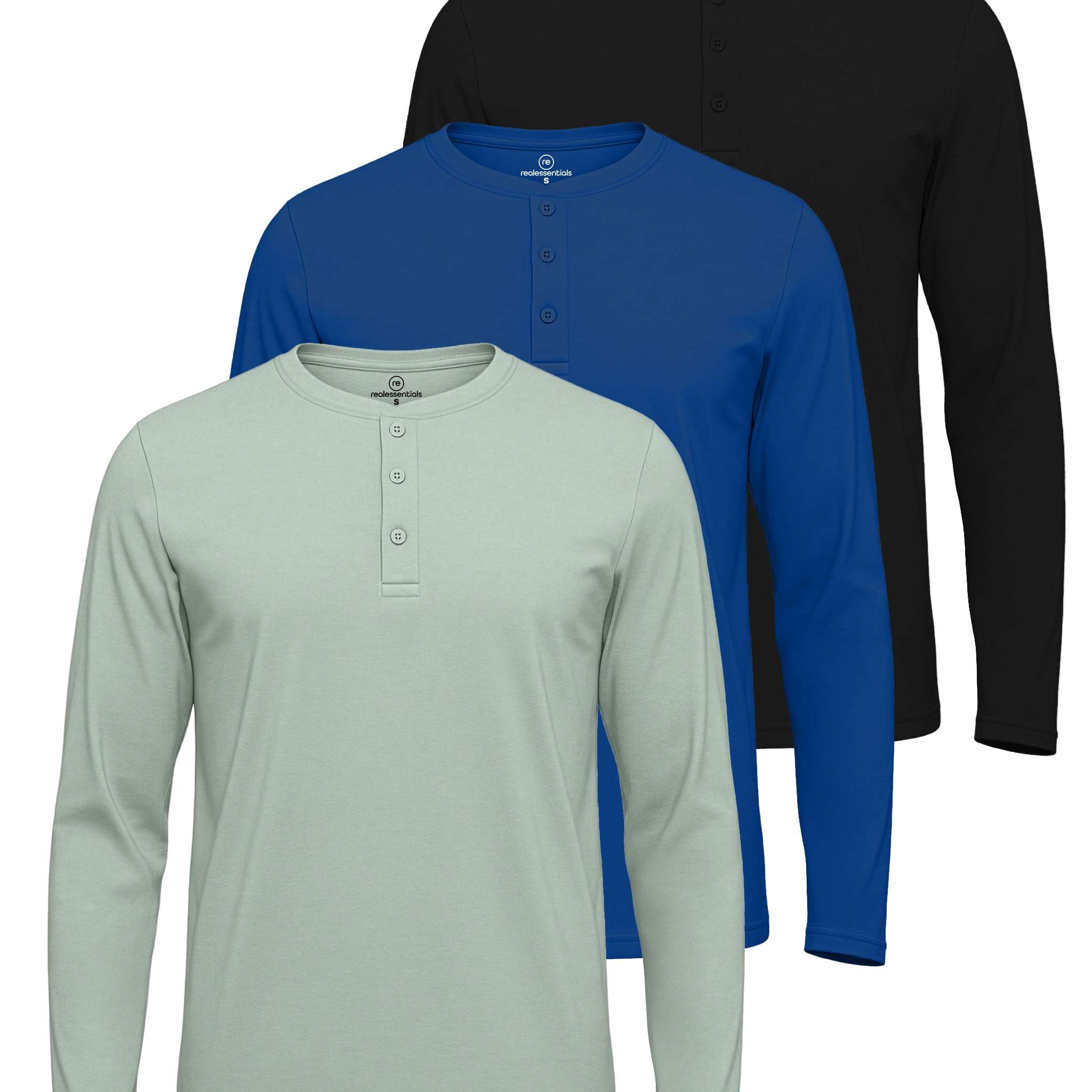 3 Pack: Mens Cotton Short Sleeve Henley T-Shirt