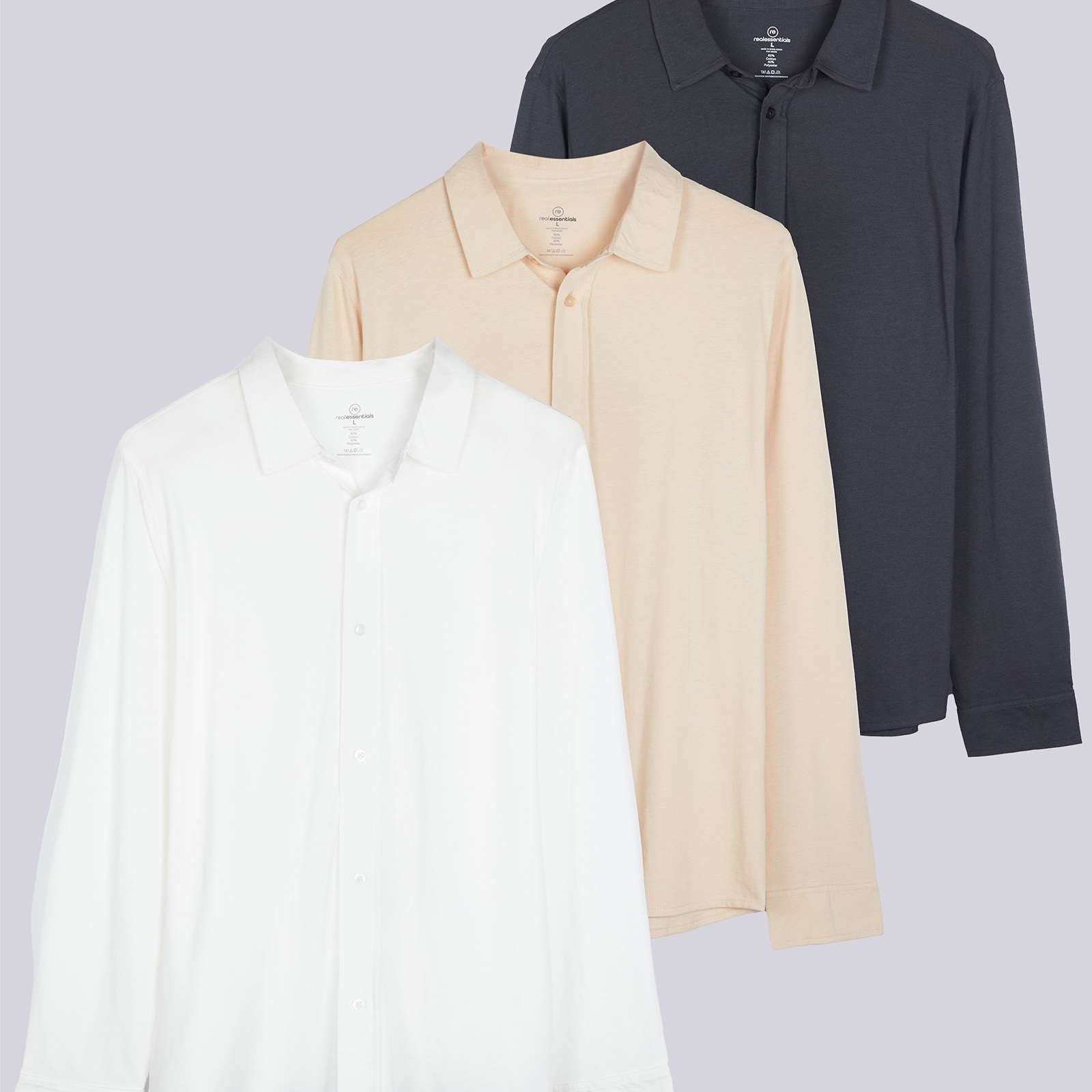 3 Pack: Men's Long Sleeve Button Down Shirt