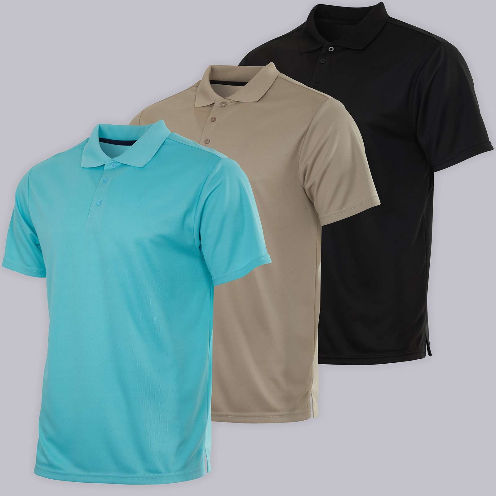 3 Pack: Mens Quick-Dry Short Sleeve Performance Polo Shirt