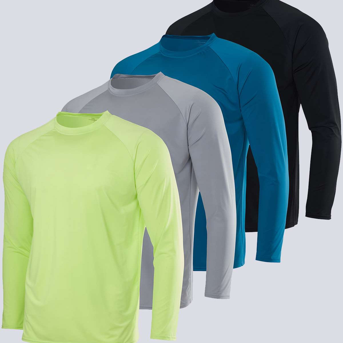 4 Pack: Men's Long Sleeve Rash Guard Shirt (Available In Big & Tall)