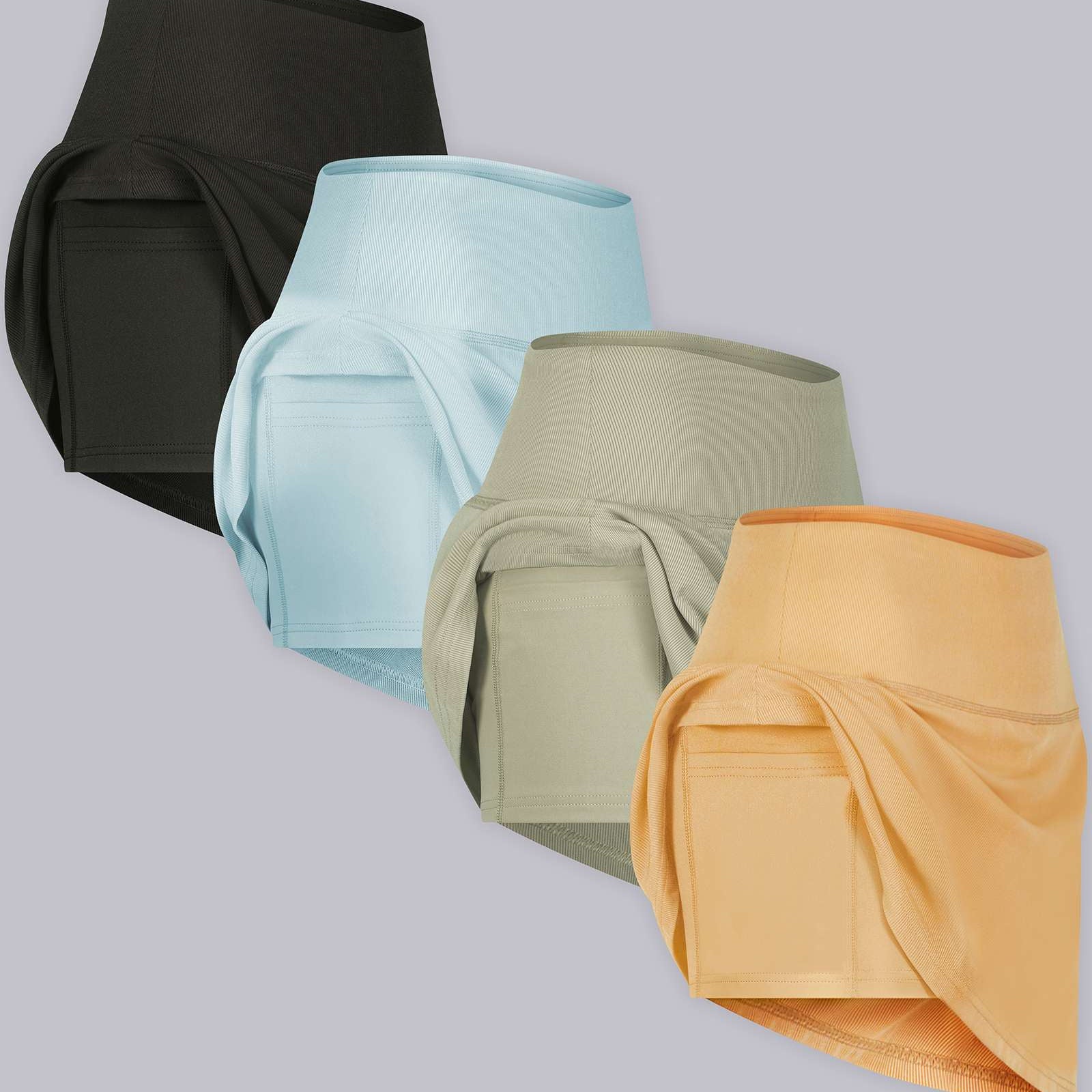 4 Pack: Women's Ribbed Active Skort with Pockets