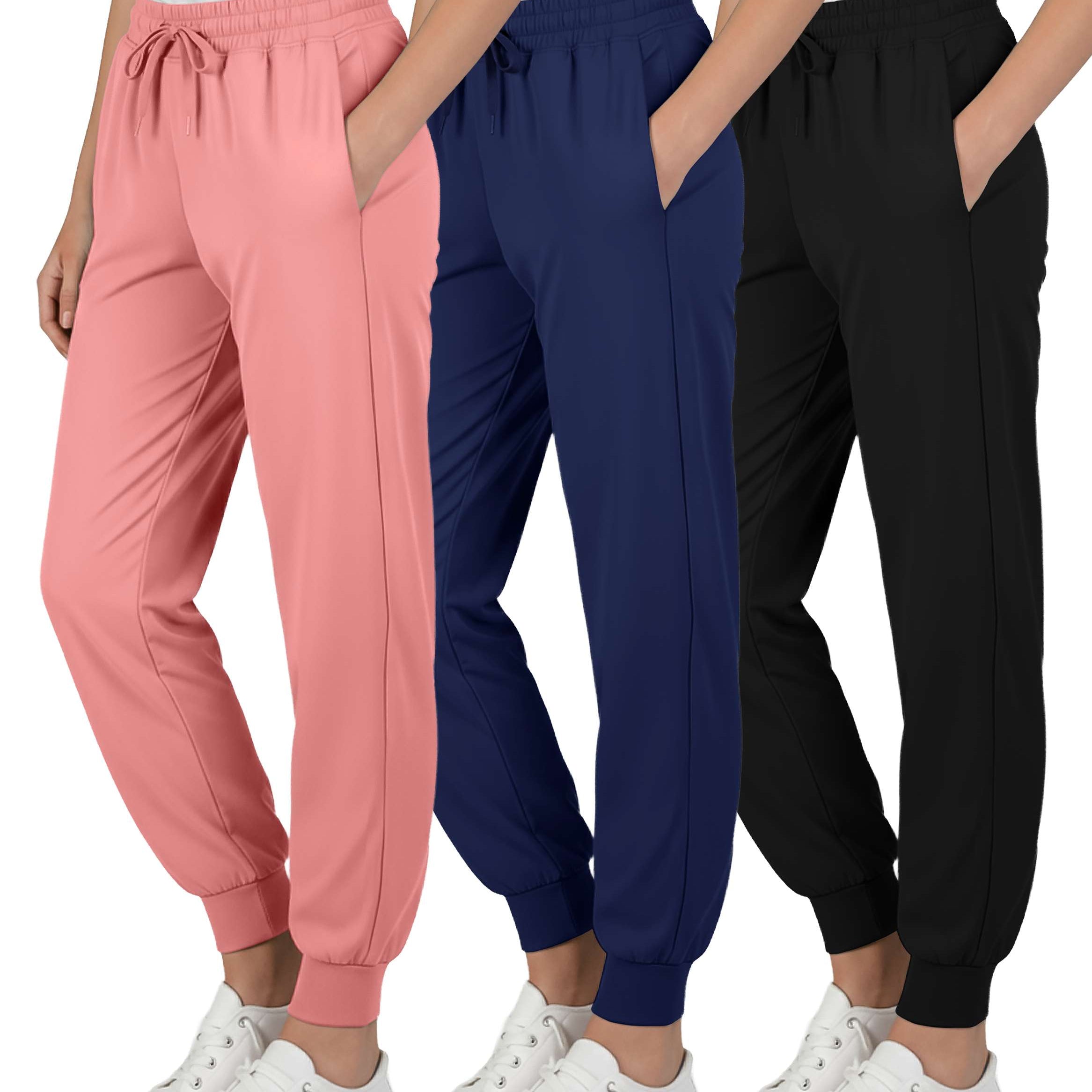 3 Pack: Girls' Dry-Fit Jogger Sweatpants Soft Active Athletic Kids Joggers with Pockets & Drawstring