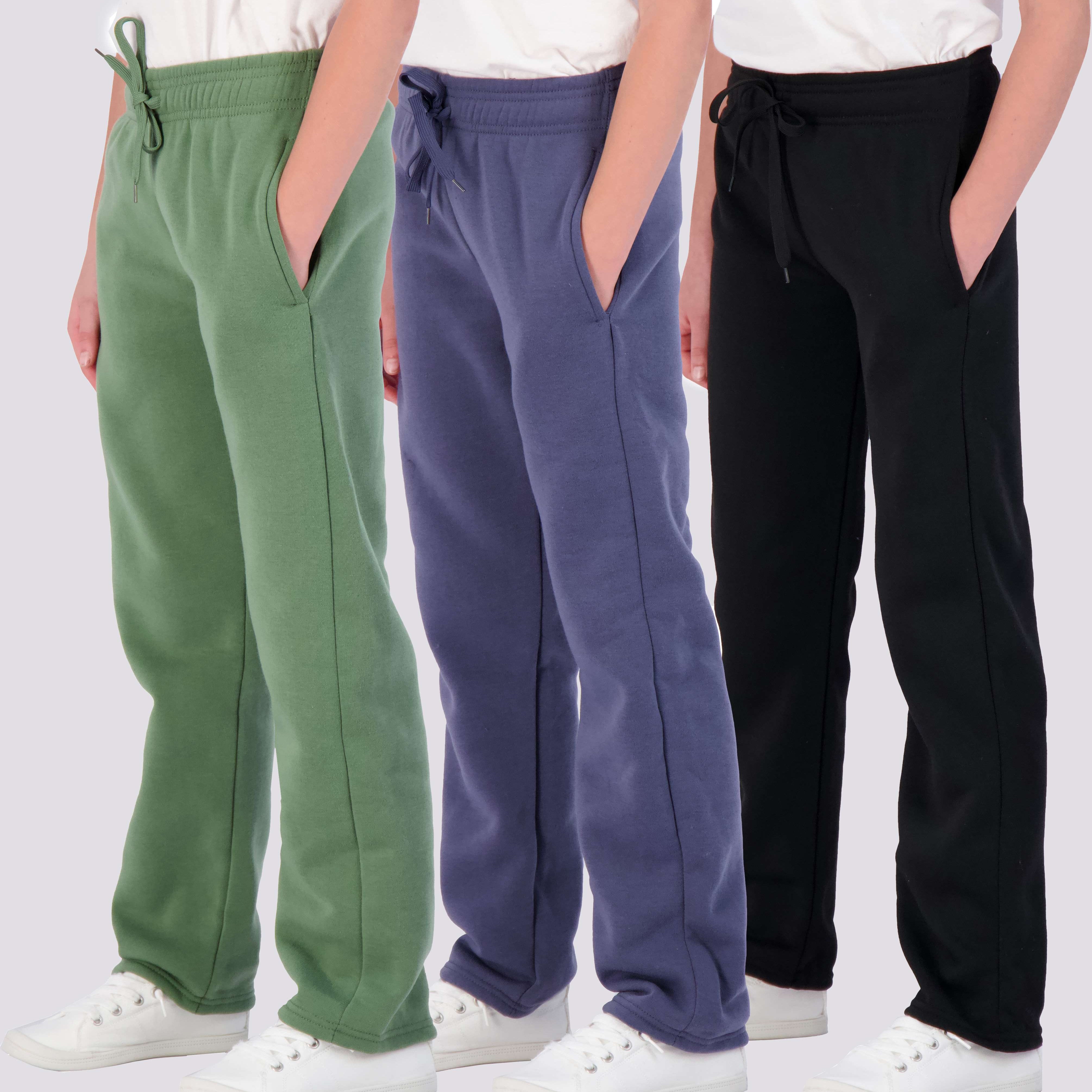 3 Pack: Girls Fleece Open Bottom Sweatpants