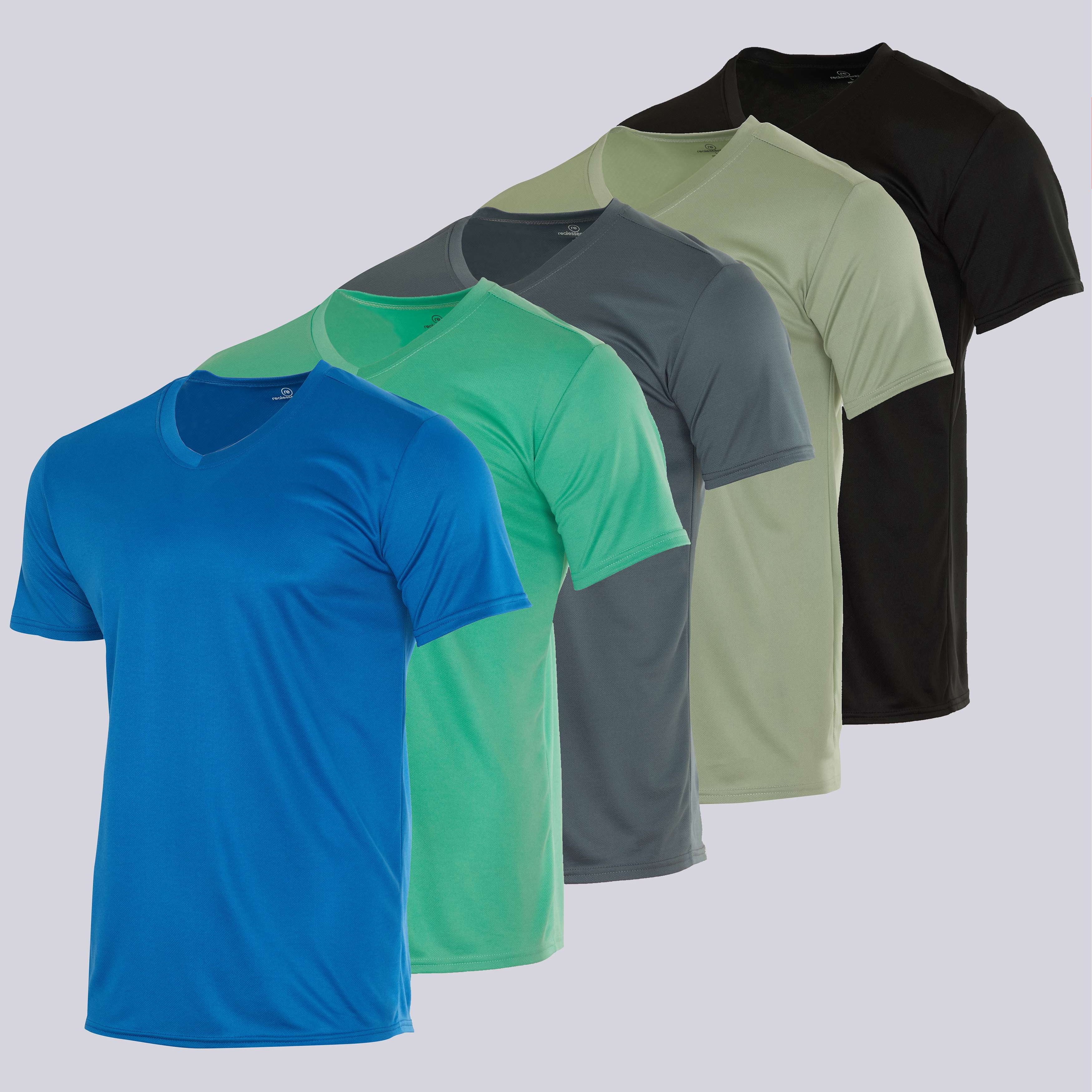 5 Pack: Mens V-Neck Mesh Active Short Sleeve T-Shirt (Available in Big & Tall)