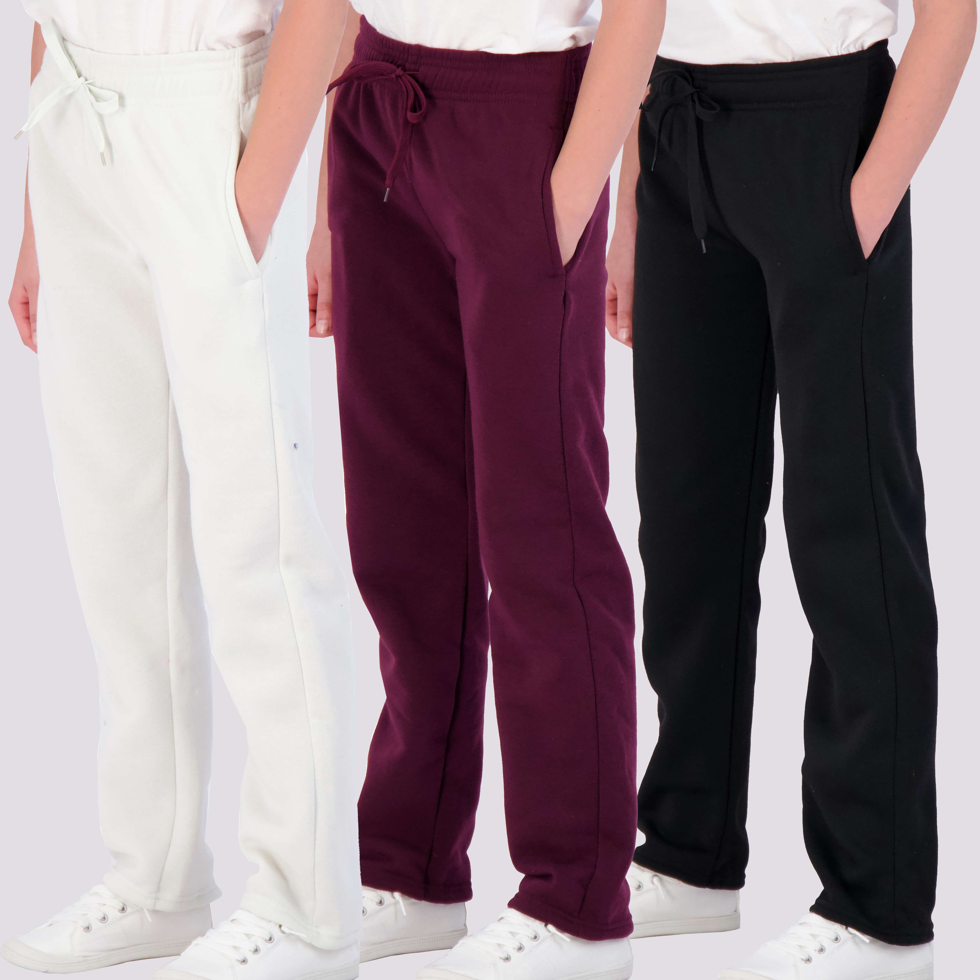 3 Pack: Girls Fleece Open Bottom Sweatpants