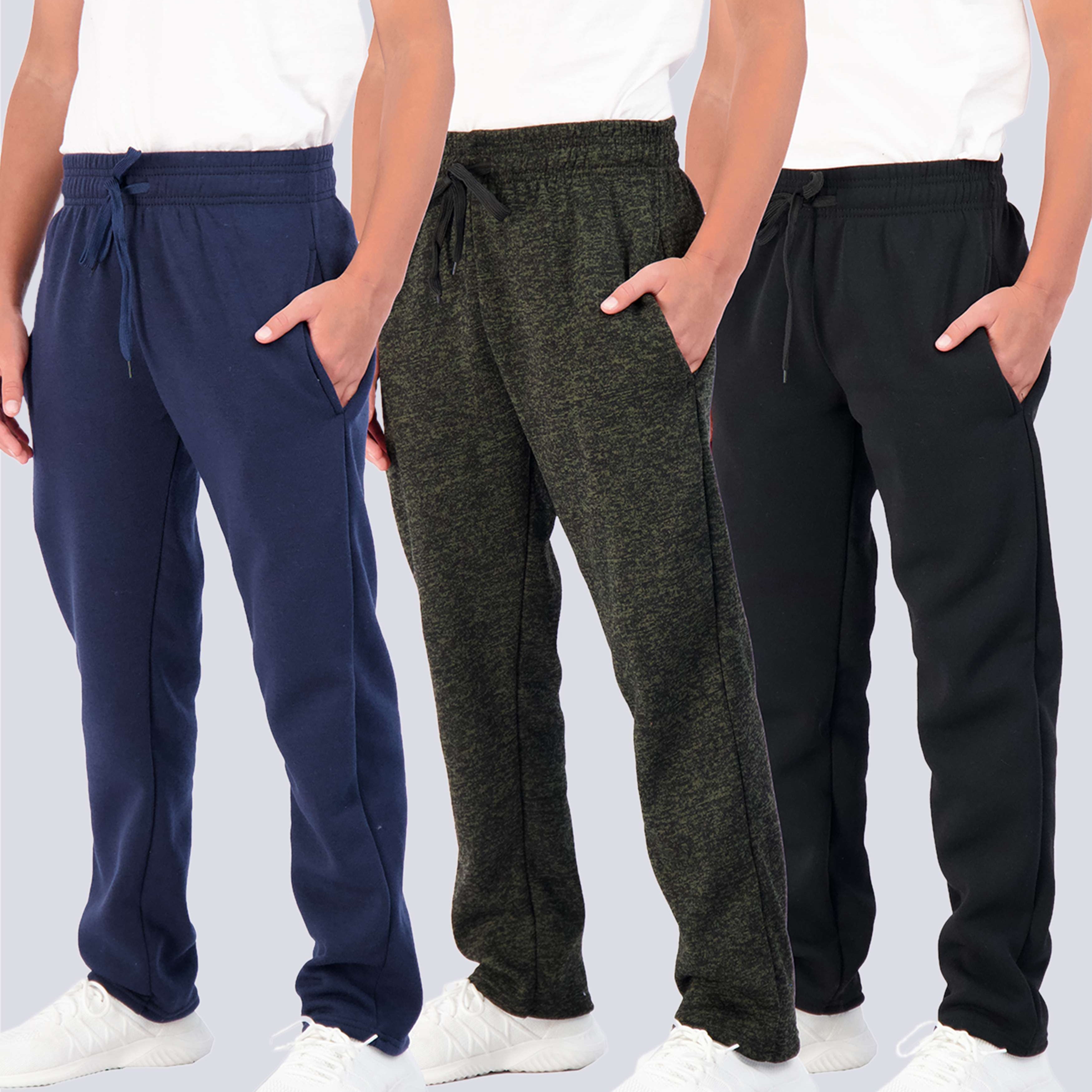 3 Pack: Boys Fleece Open Bottom Sweatpants