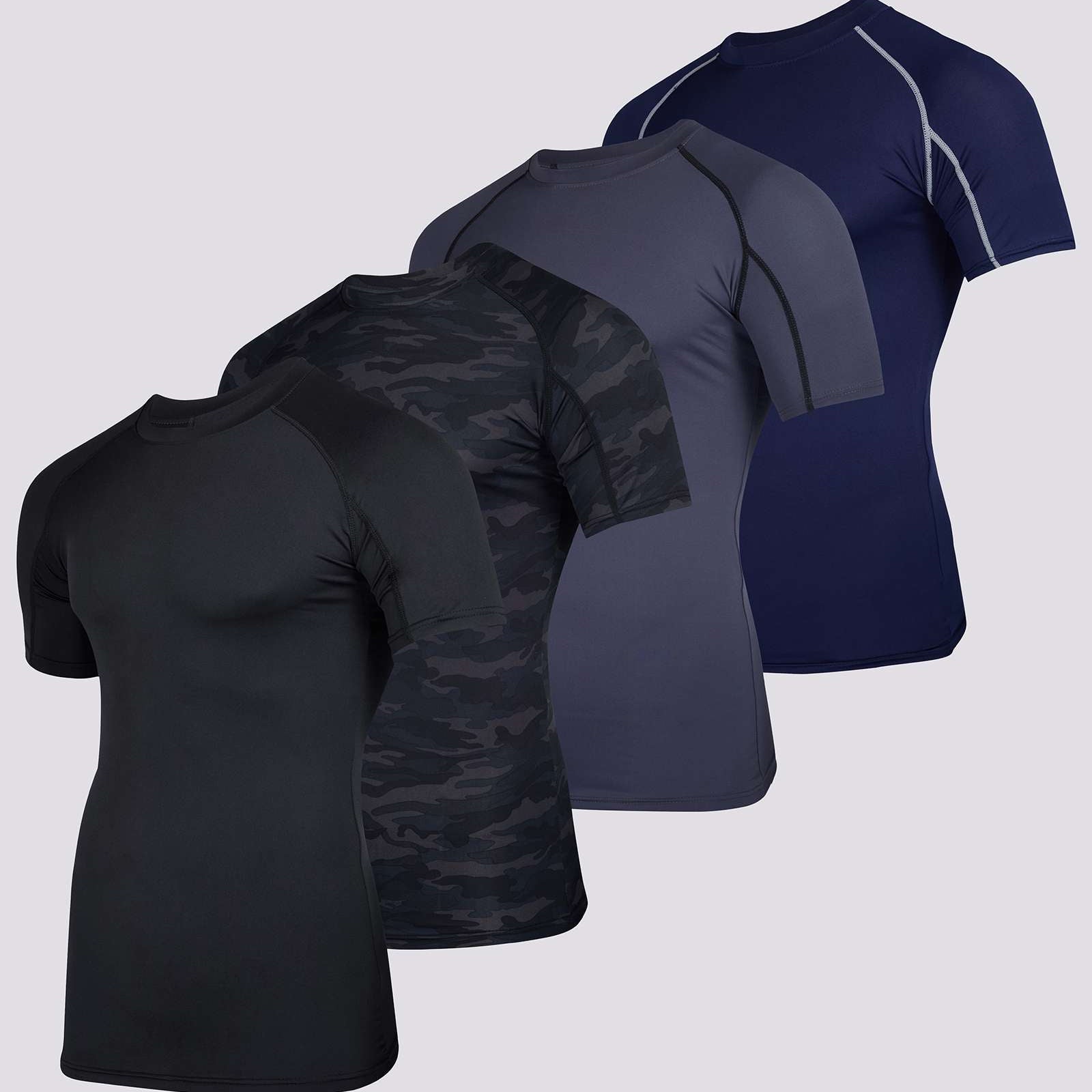 4 Pack: Mens Short Sleeve Compression Shirt