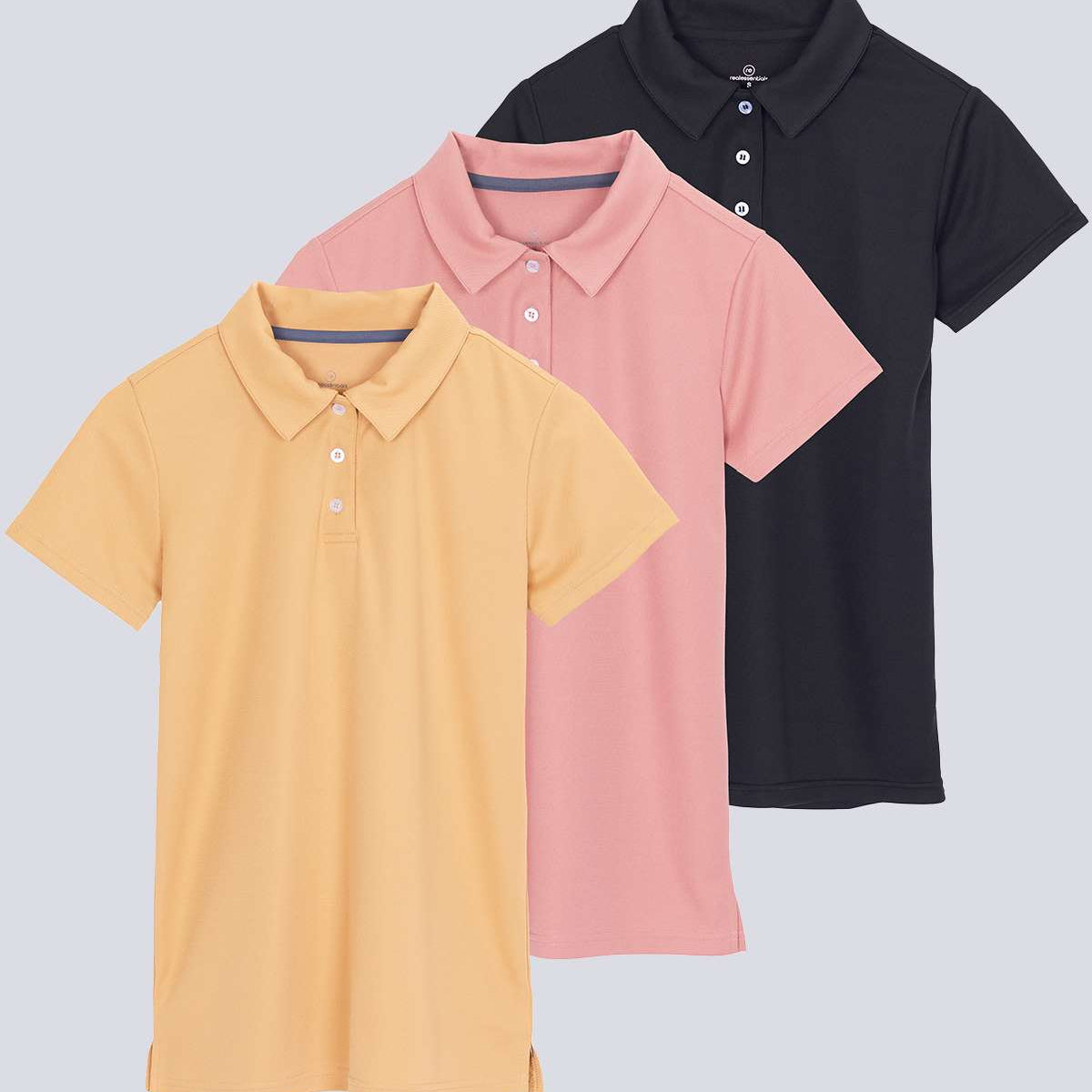 3 Pack: Womens Short Sleeve Dry-Fit Performance Polo Shirt (Available In Plus Size)