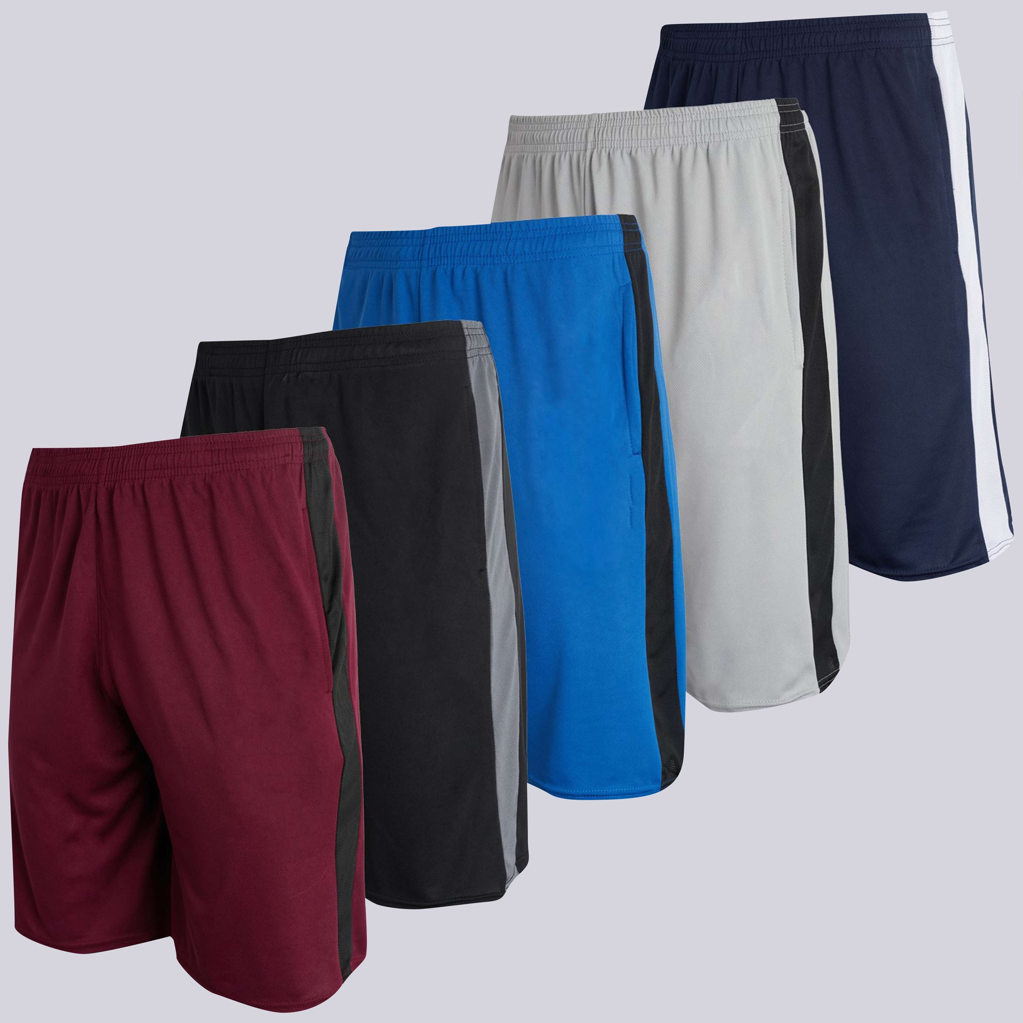 5 Pack: Men's Mesh Athletic Gym Shorts