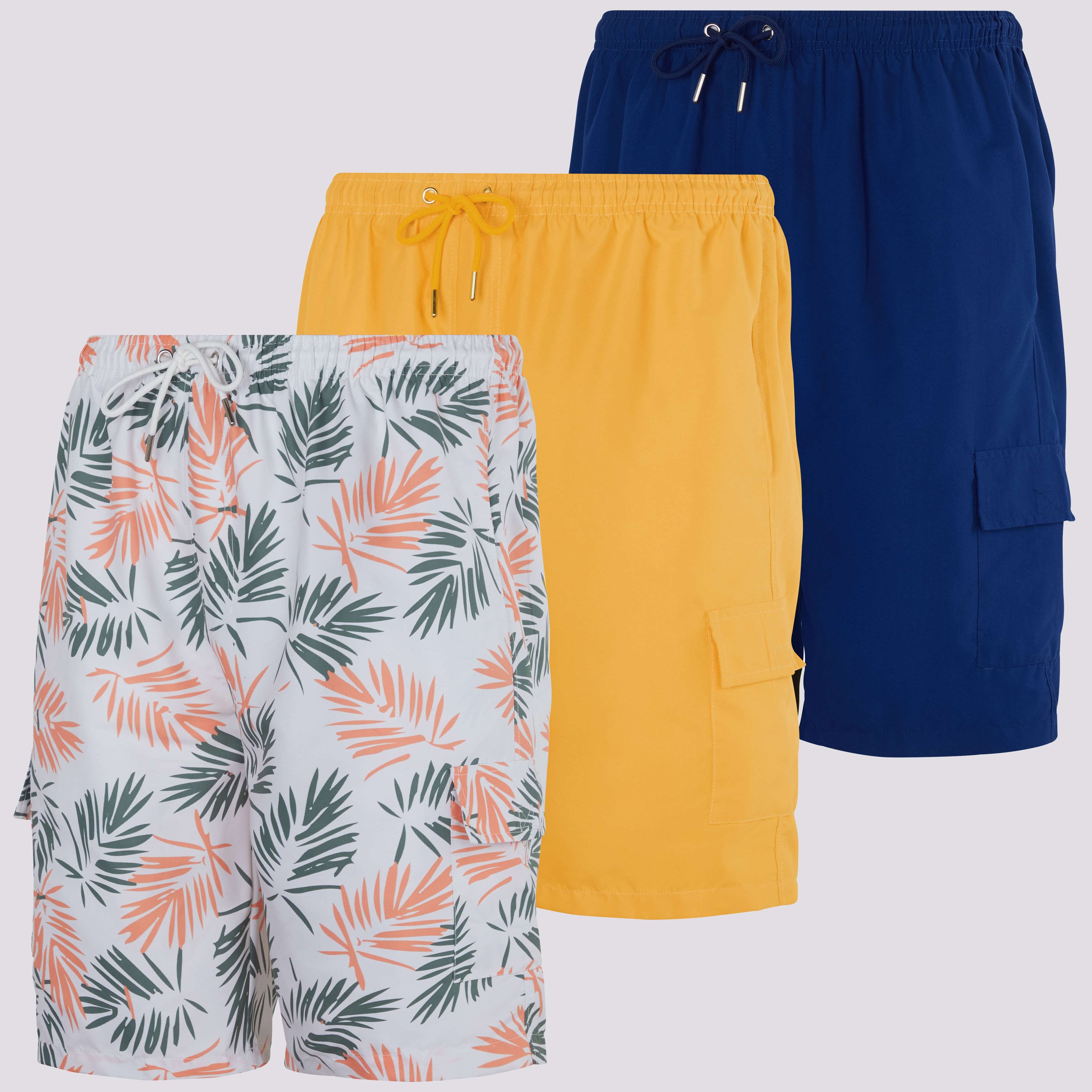 3 Pack: Men's Swim Trunks with Cargo Pockets (Available In Big & Tall)