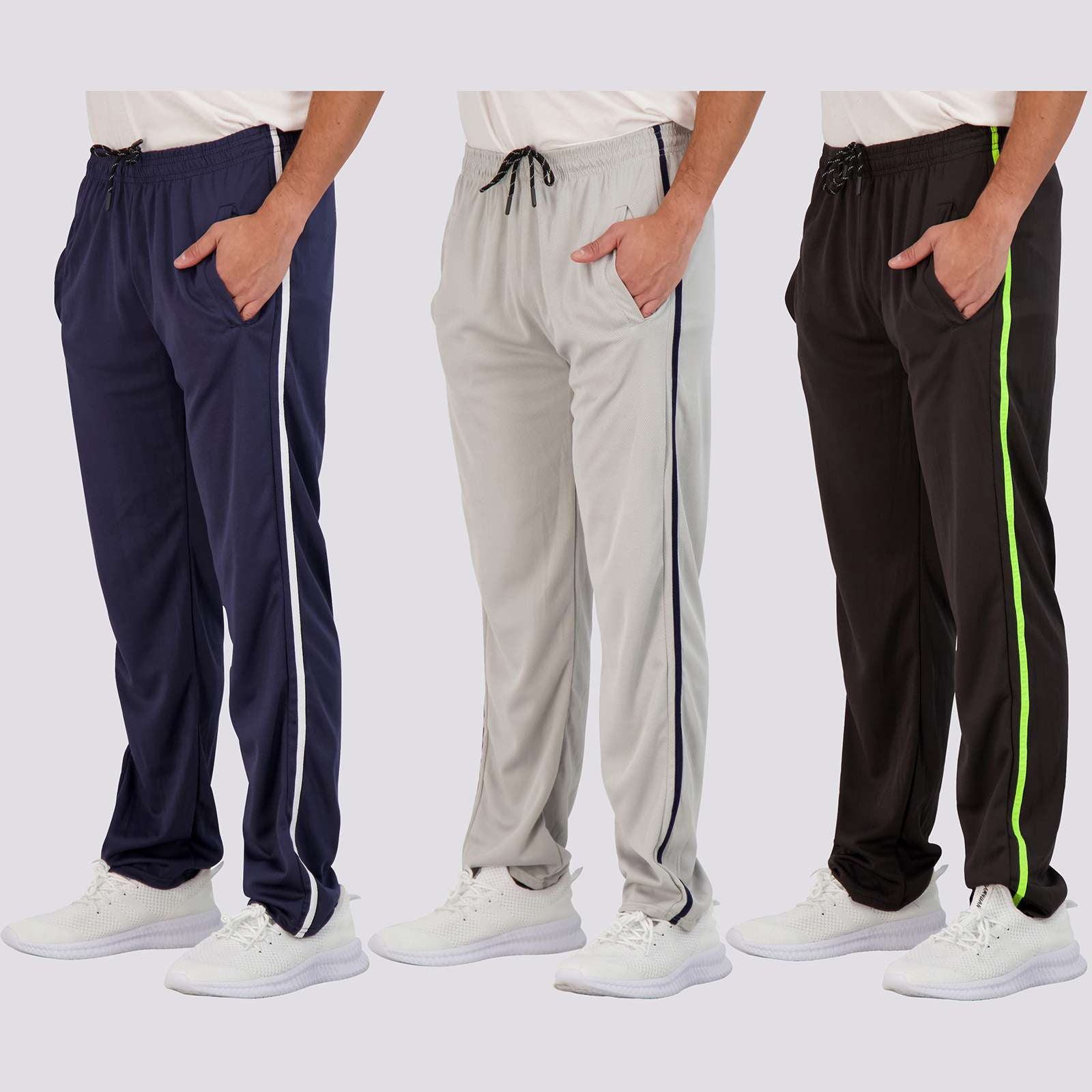 3 Pack: Mens Mesh Active Open Bottom Sweatpants