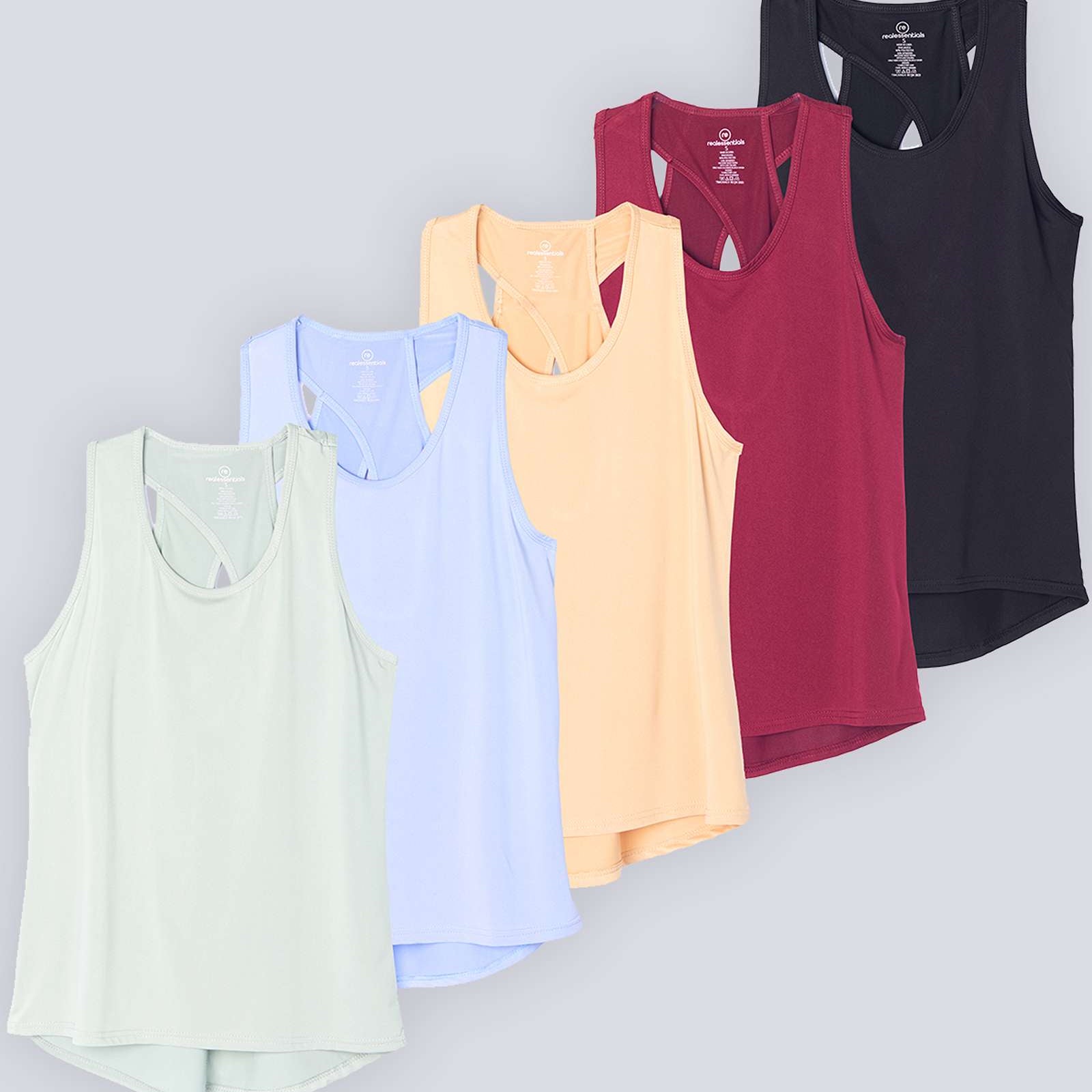 5 Pack: Women's Crossback Workout Tank Top