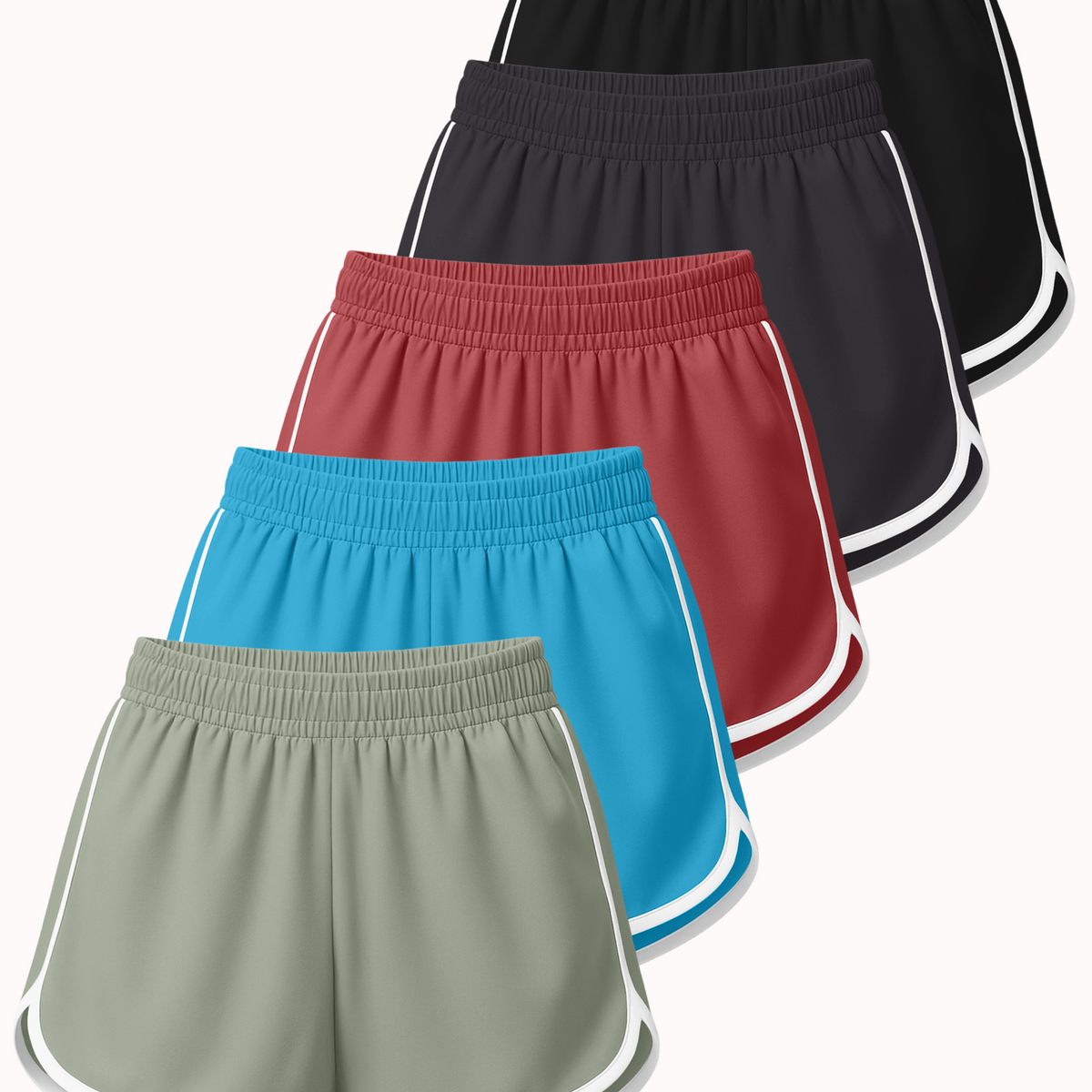 Real Essentials 5 Pack Women's Dry Fit Dolphin Shorts Athletic Running Workout Gym Hiking - Set 5