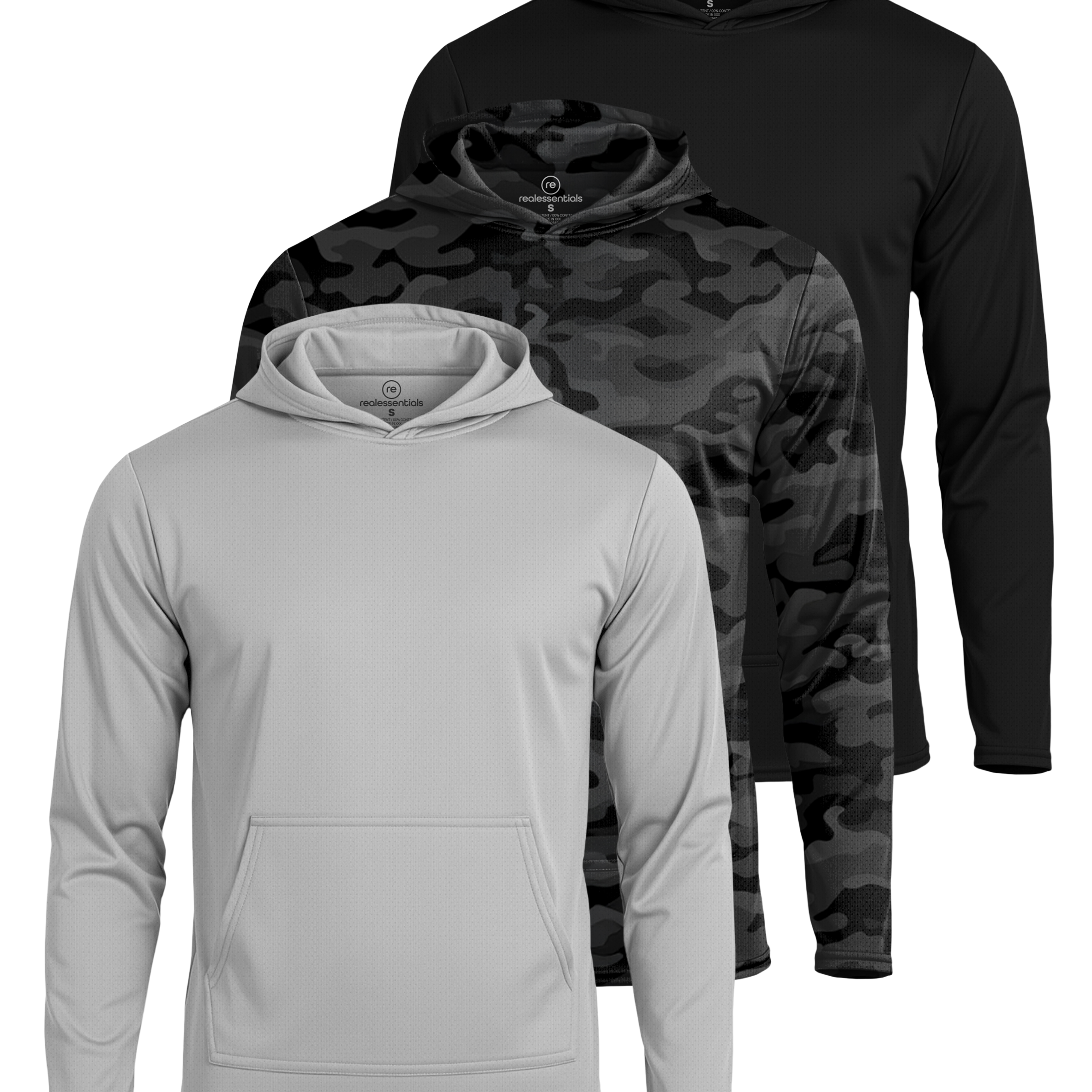 3 Pack: Mens Mesh Pullover Hoodie
